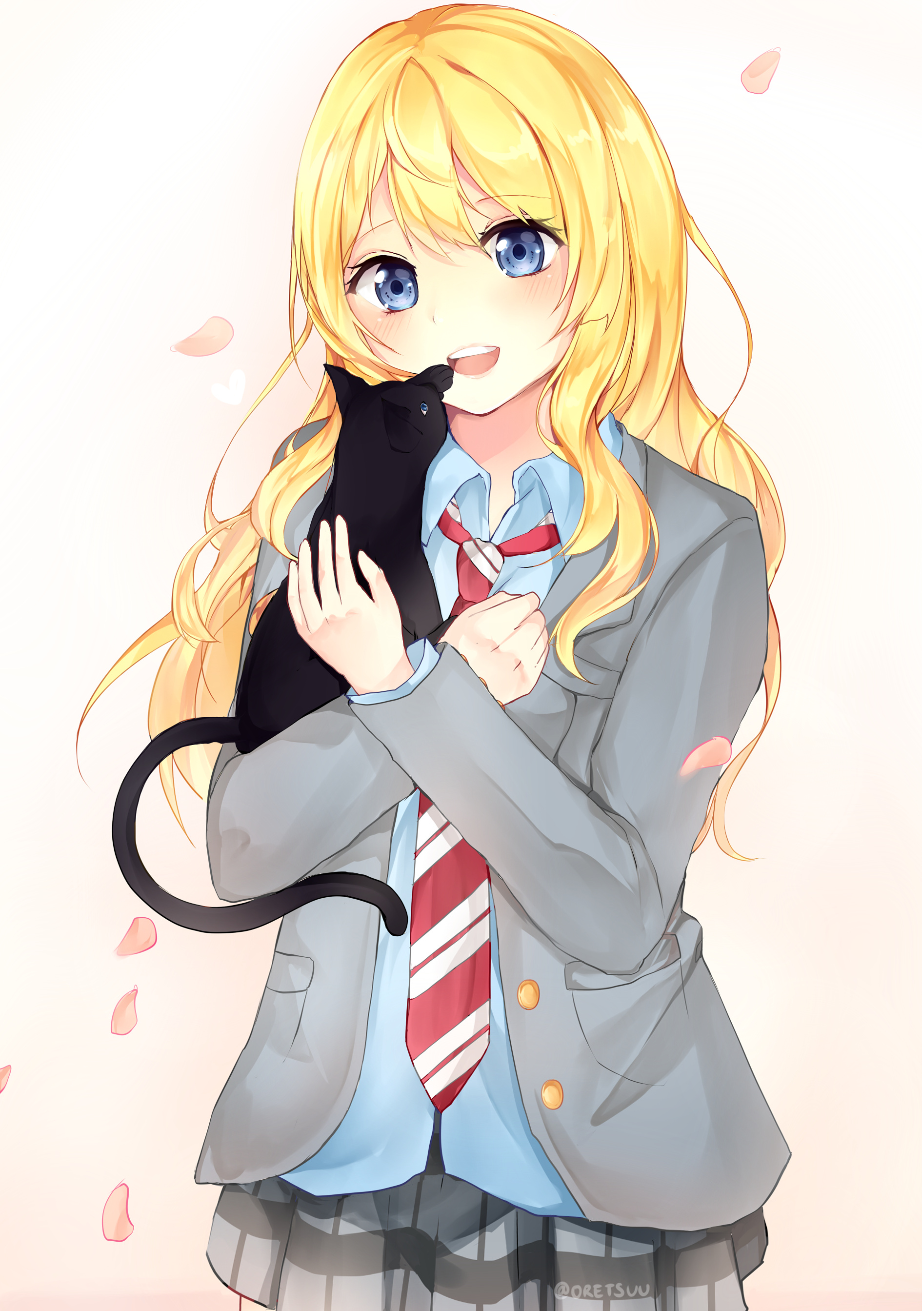 Kaori Miyazono, Chelsea black cat, School uniform blazer, HD Phone wallpaper