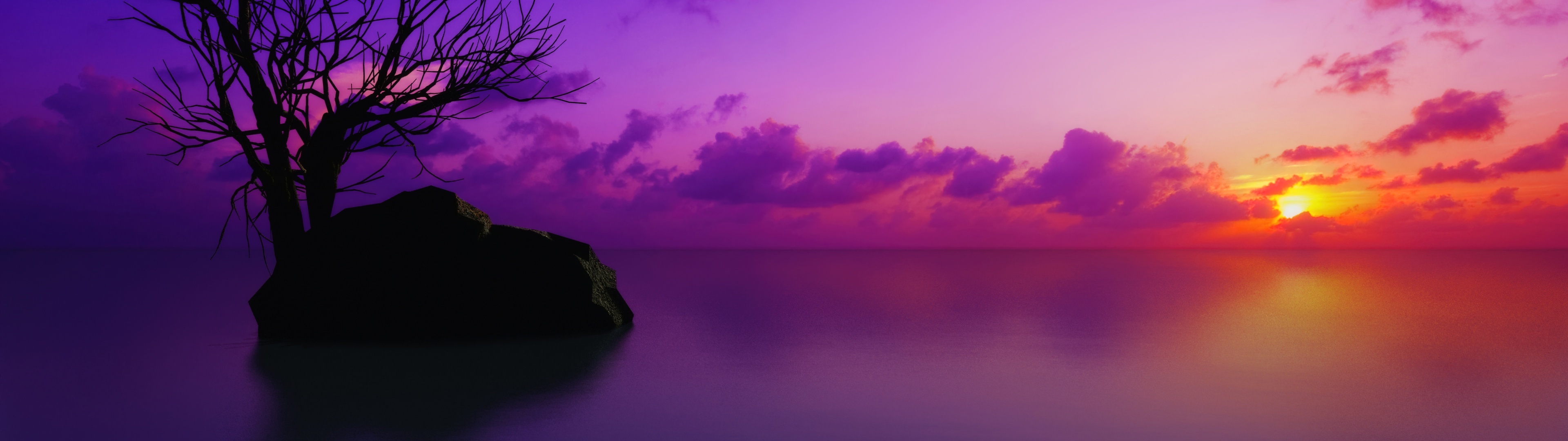 Sunset, Dual Monitor Wallpaper, 3840x1080 Dual Screen Desktop