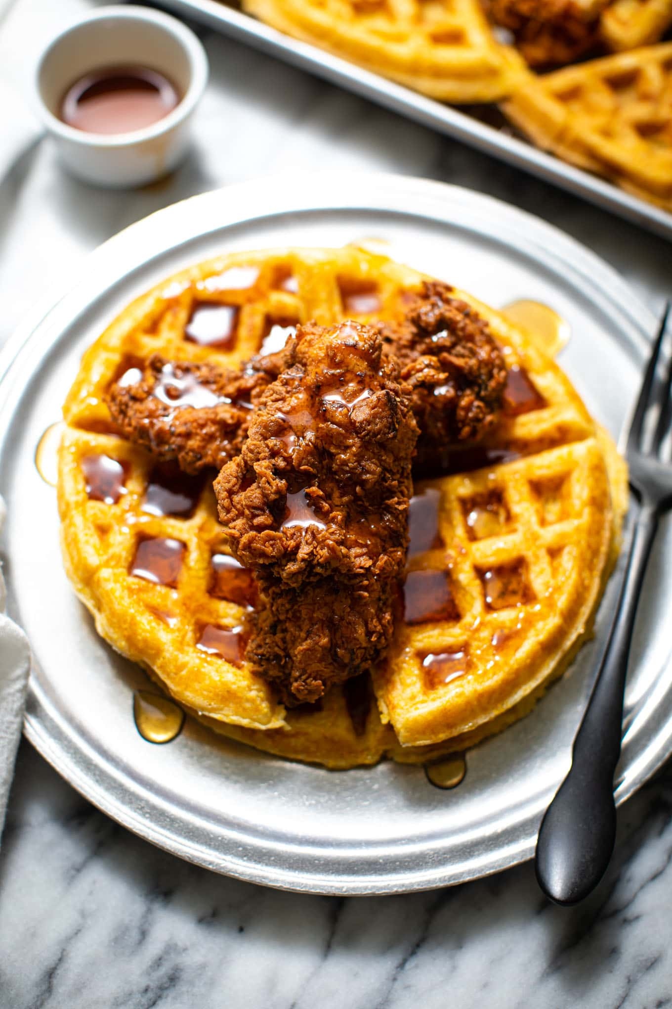 Chicken and waffles, Perfect combination, Buttery and crispy, Mouthwatering comfort food, 1360x2040 HD Phone