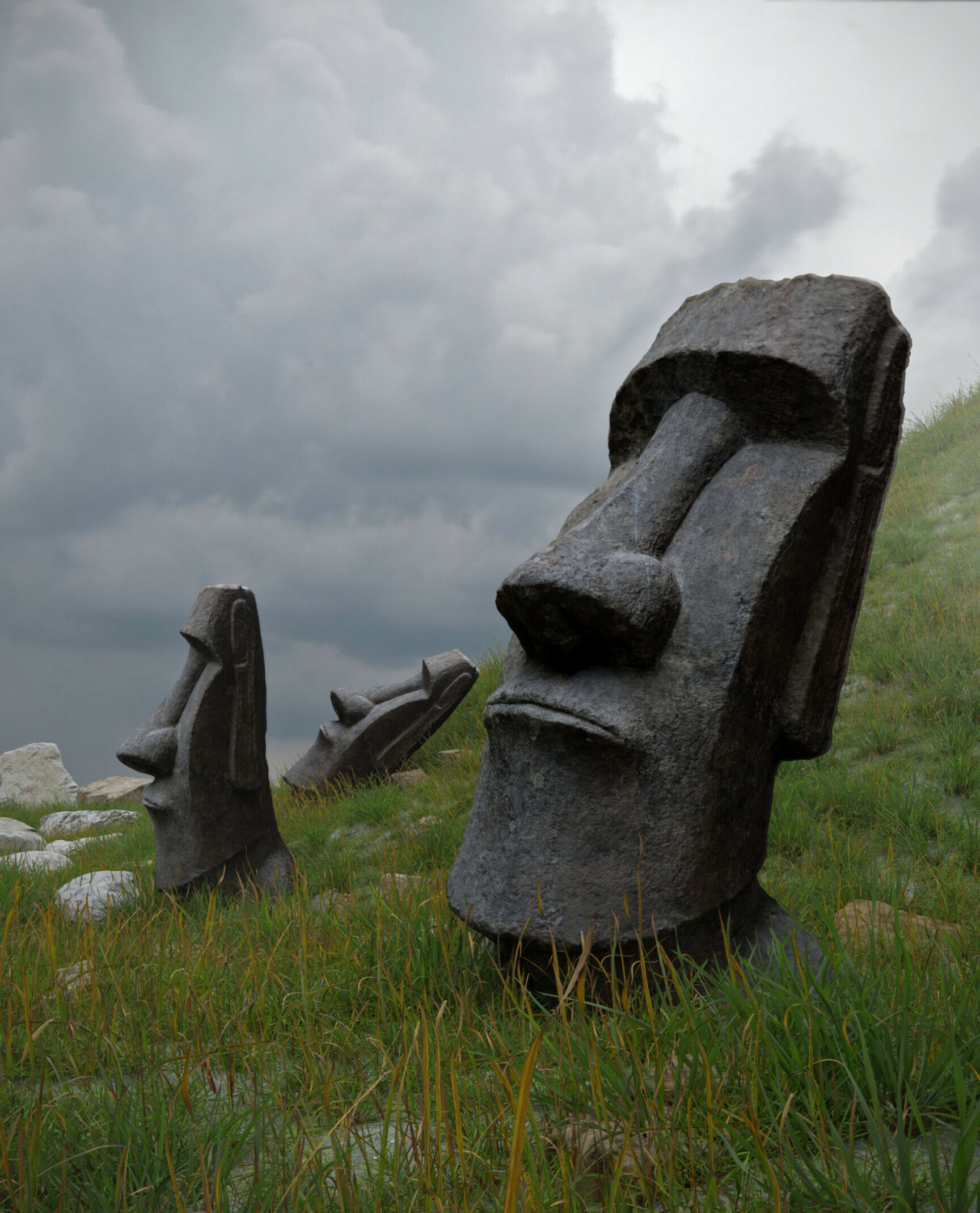 Moai statues, Ancient heritage, Mystical Easter Island, Cultural treasures, 1730x2140 HD Phone