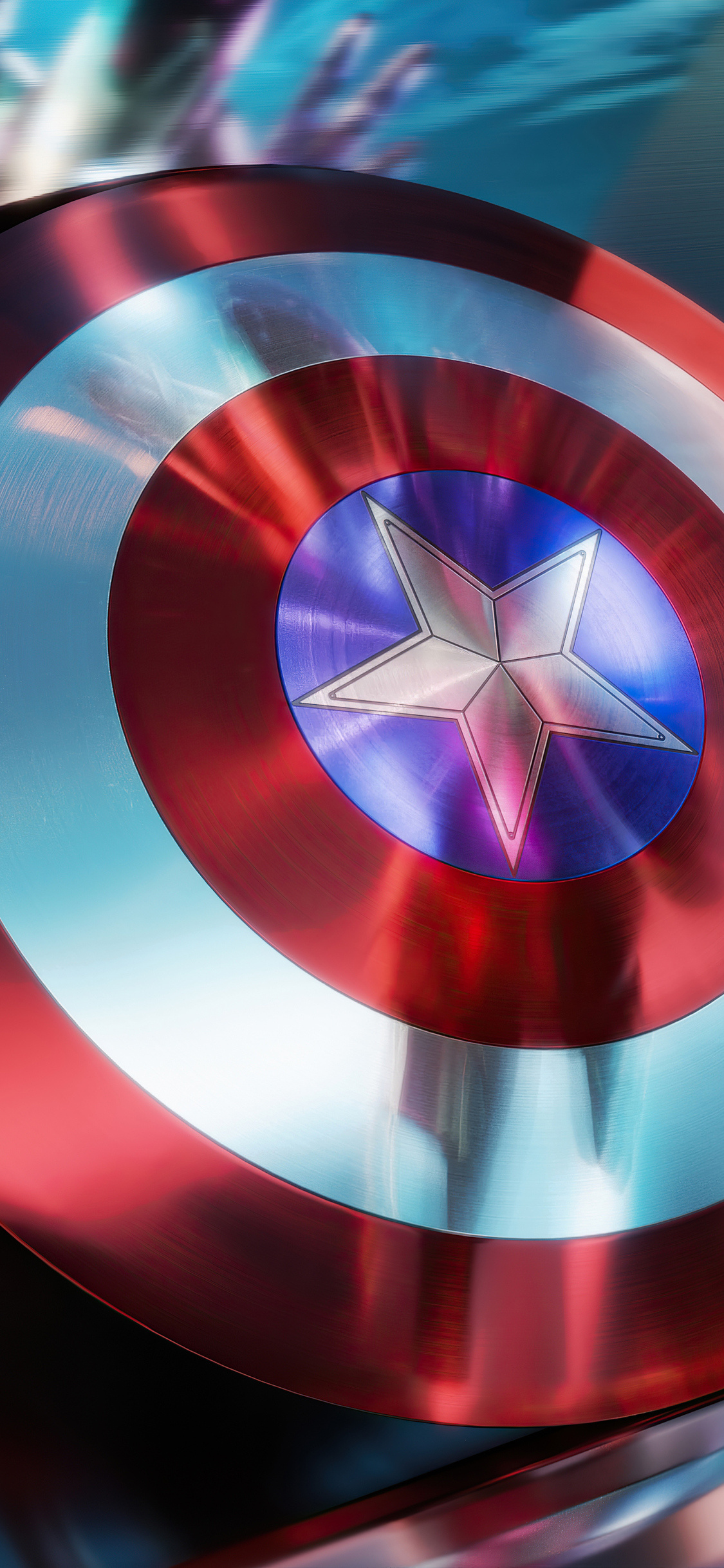Captain America's shield, central star emblem, brushed metal texture, HD Phone wallpaper