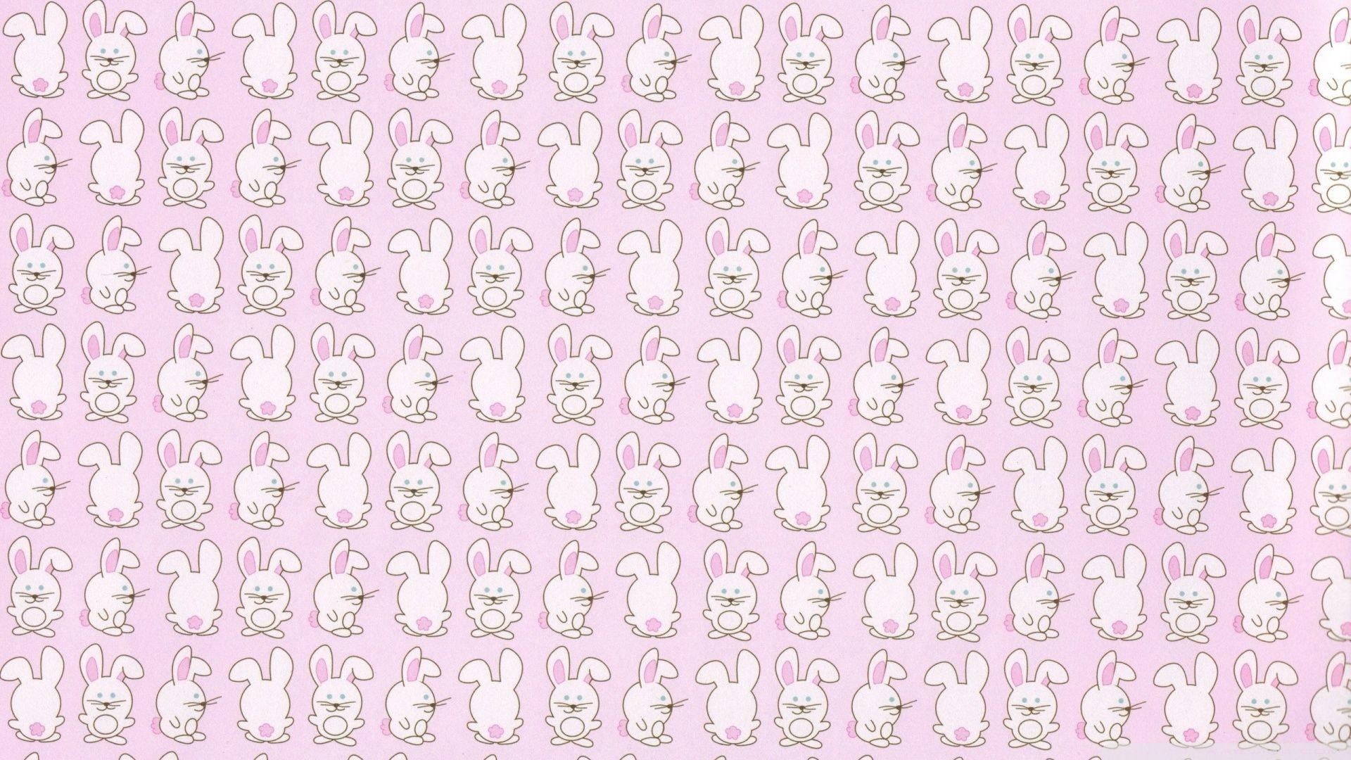 Bunny pattern, Cute Pink Wallpaper, 1920x1080 Full HD Desktop