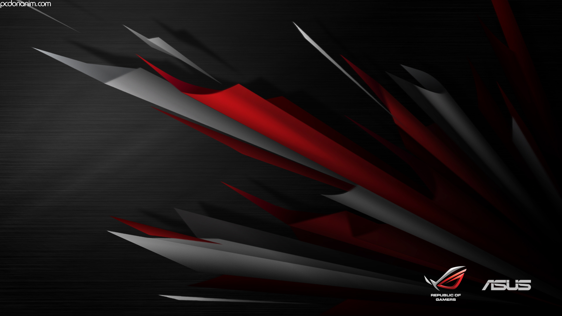 Republic of Gamers logo, ASUS logo, abstract red black shards, Full HD Desktop wallpaper