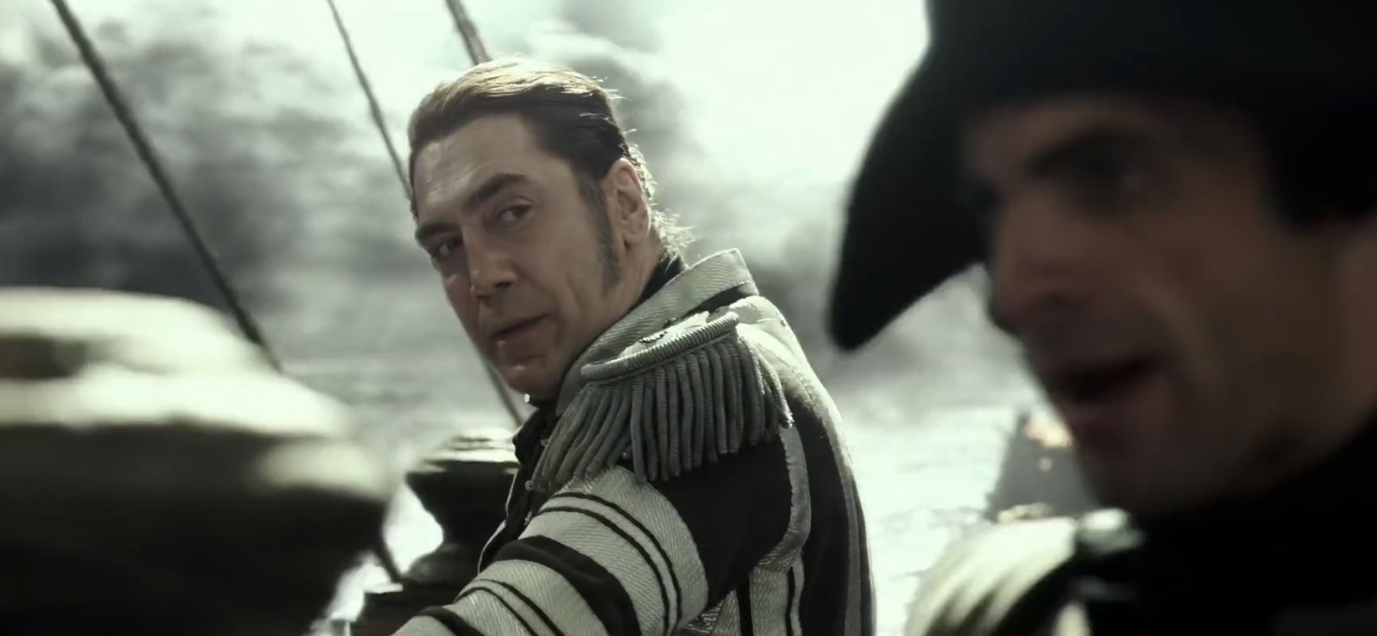 Captain Salazar, Javier Bardem, Captivating performance, Pirate's wrath, 2690x1250 Dual Screen Desktop