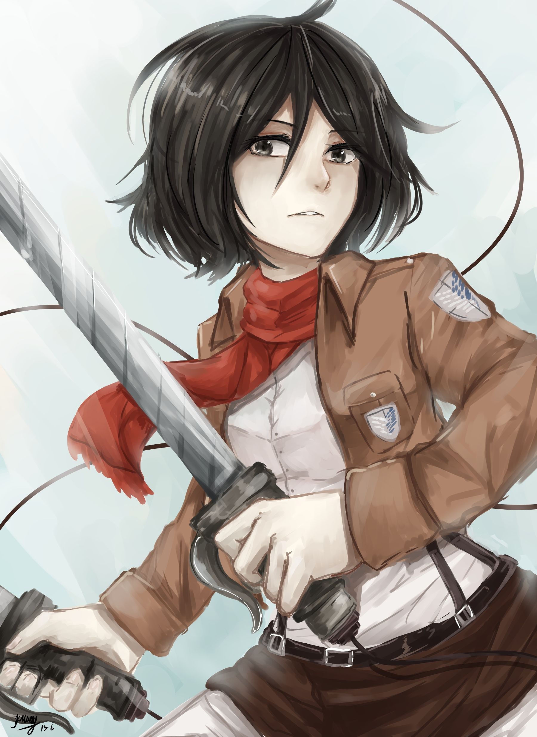 Mikasa Ackerman, Survey Corps uniform, ultrahard steel blades, HD Phone wallpaper