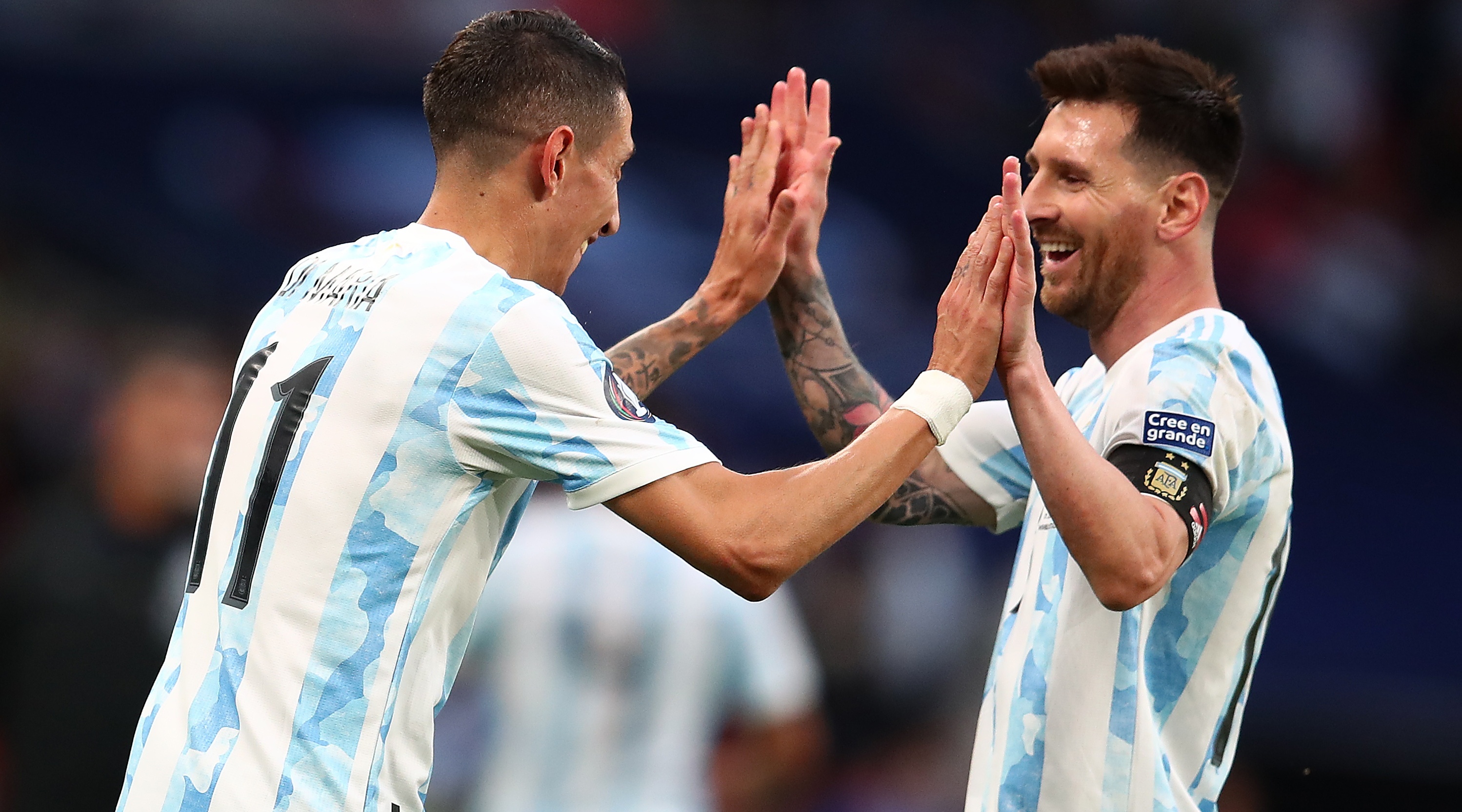 Lionel Messi, Angel Di Maria, Argentina national football team jersey, HD Desktop wallpaper
