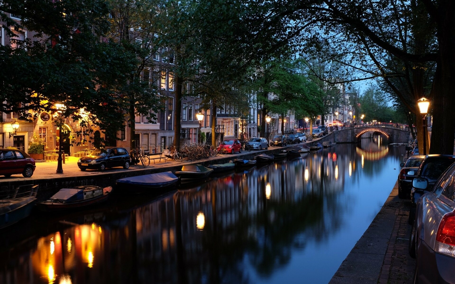 Netherlands city light, Night reflection, HD wallpaper, Background image, 1920x1200 HD Desktop