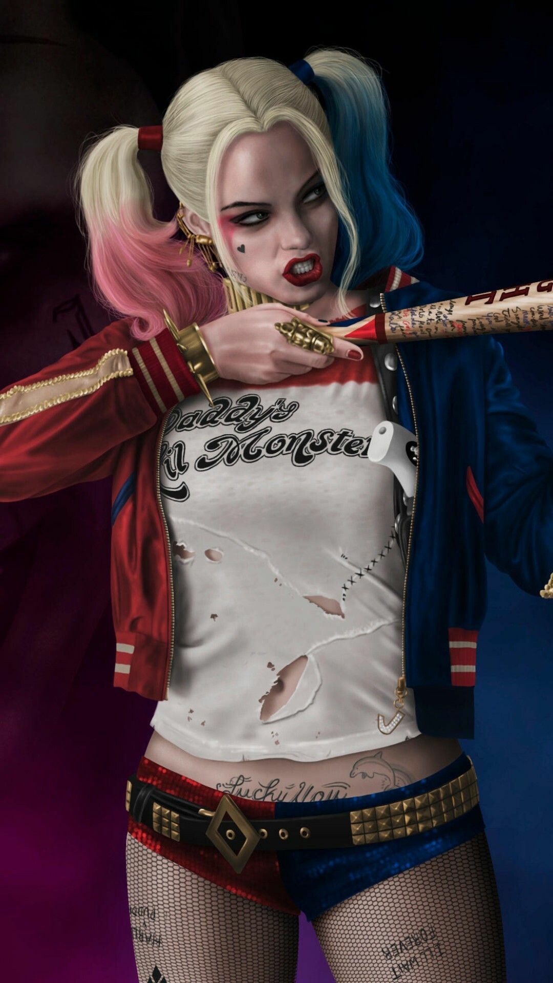 Harley Quinn, Comic character, Colorful artwork, Iconic design, 1080x1920 Full HD Phone