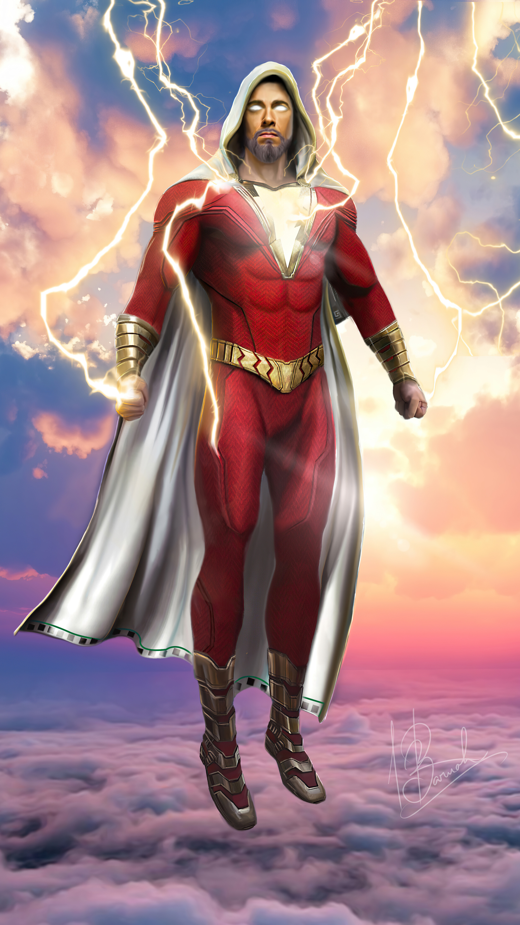 Shazam! lighting effects, 4K wallpapers, Stunning visuals, Electrifying superhero, 2160x3840 4K Phone