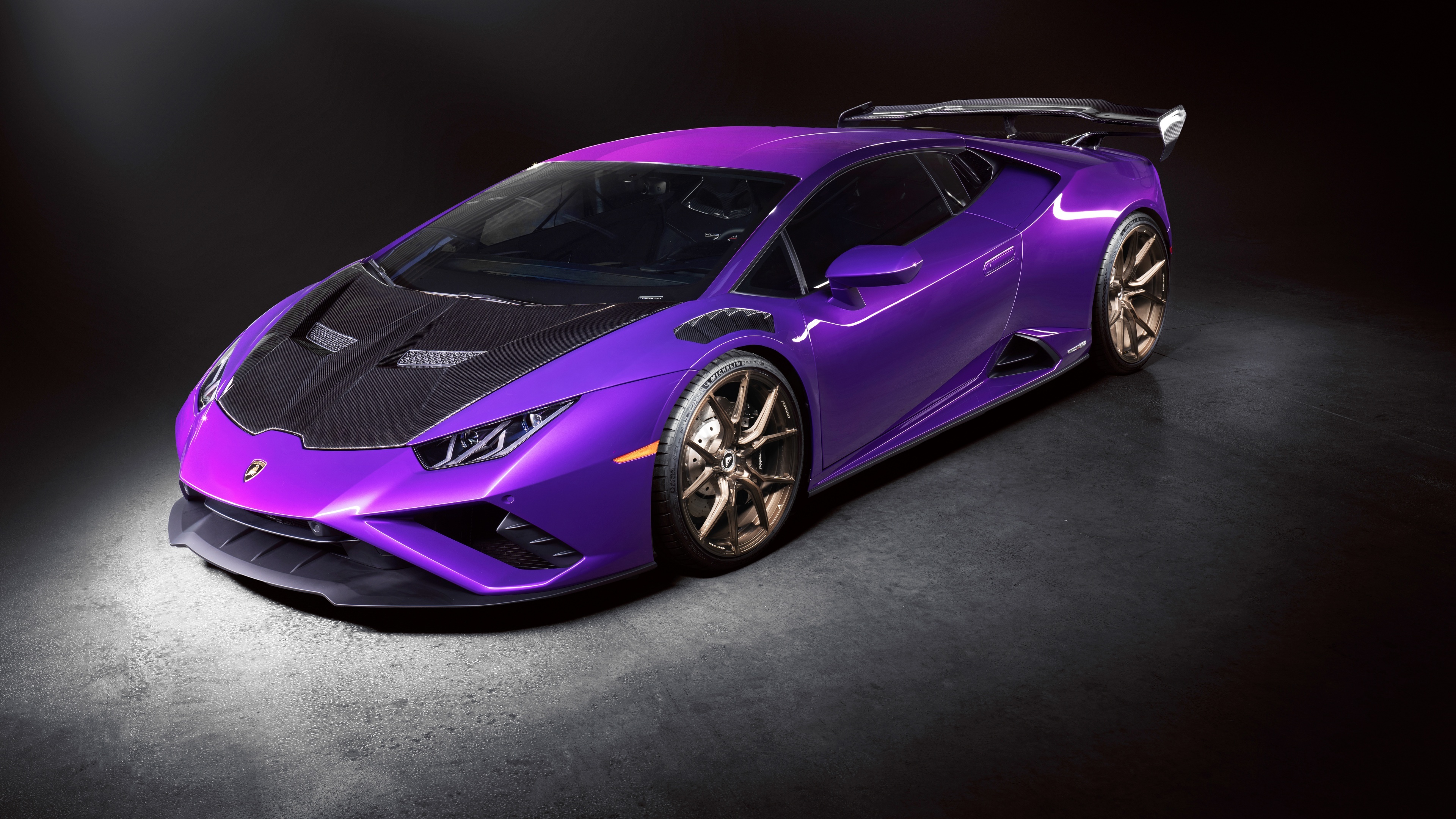 Lamborghini Huracan, Dark background, Car's elegance, High-quality image, 3840x2160 4K Desktop