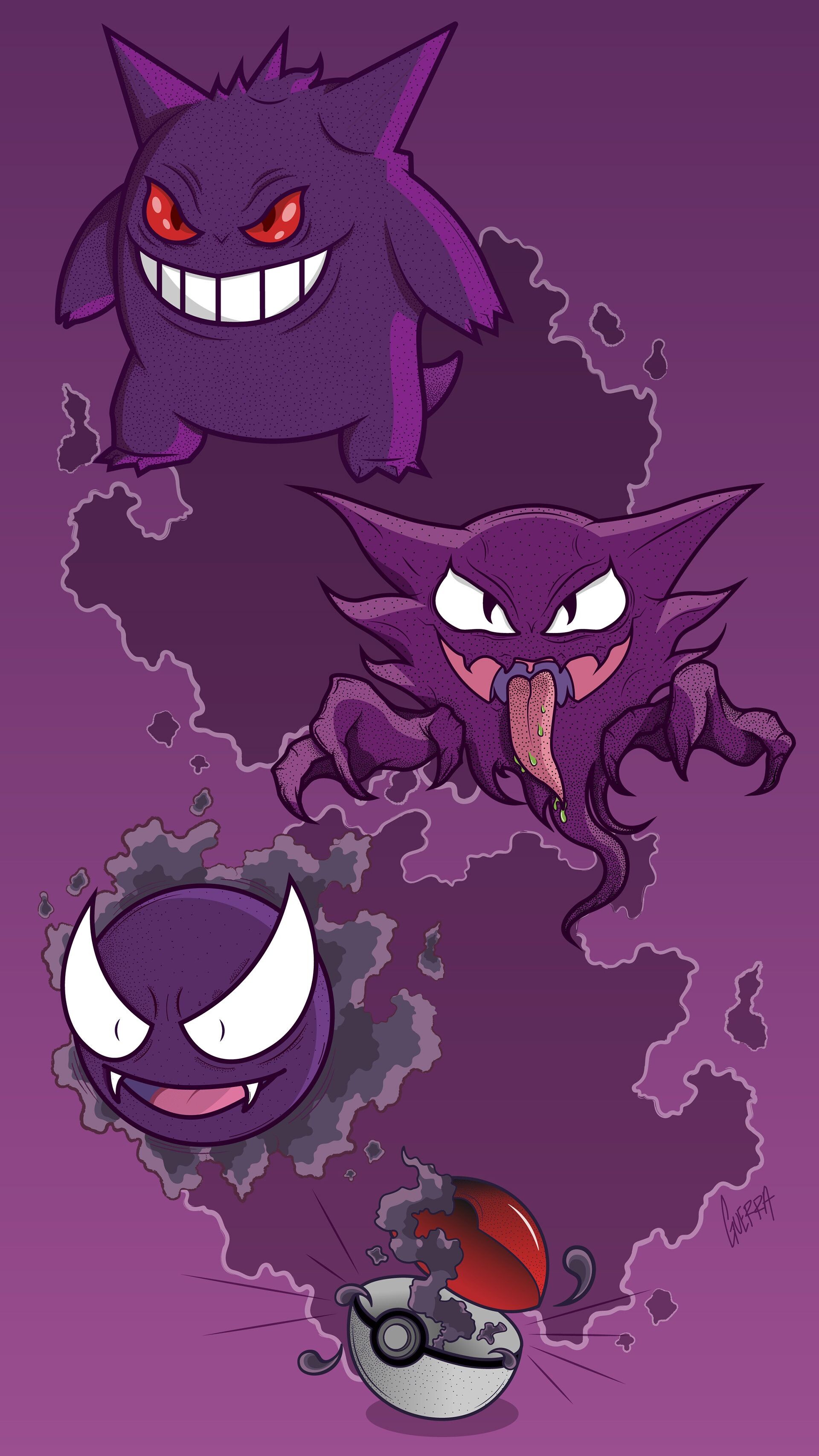 Gengar's Evolution, Behance Artwork, Cool Pokmon, Dark and Eerie, 1920x3420 HD Phone