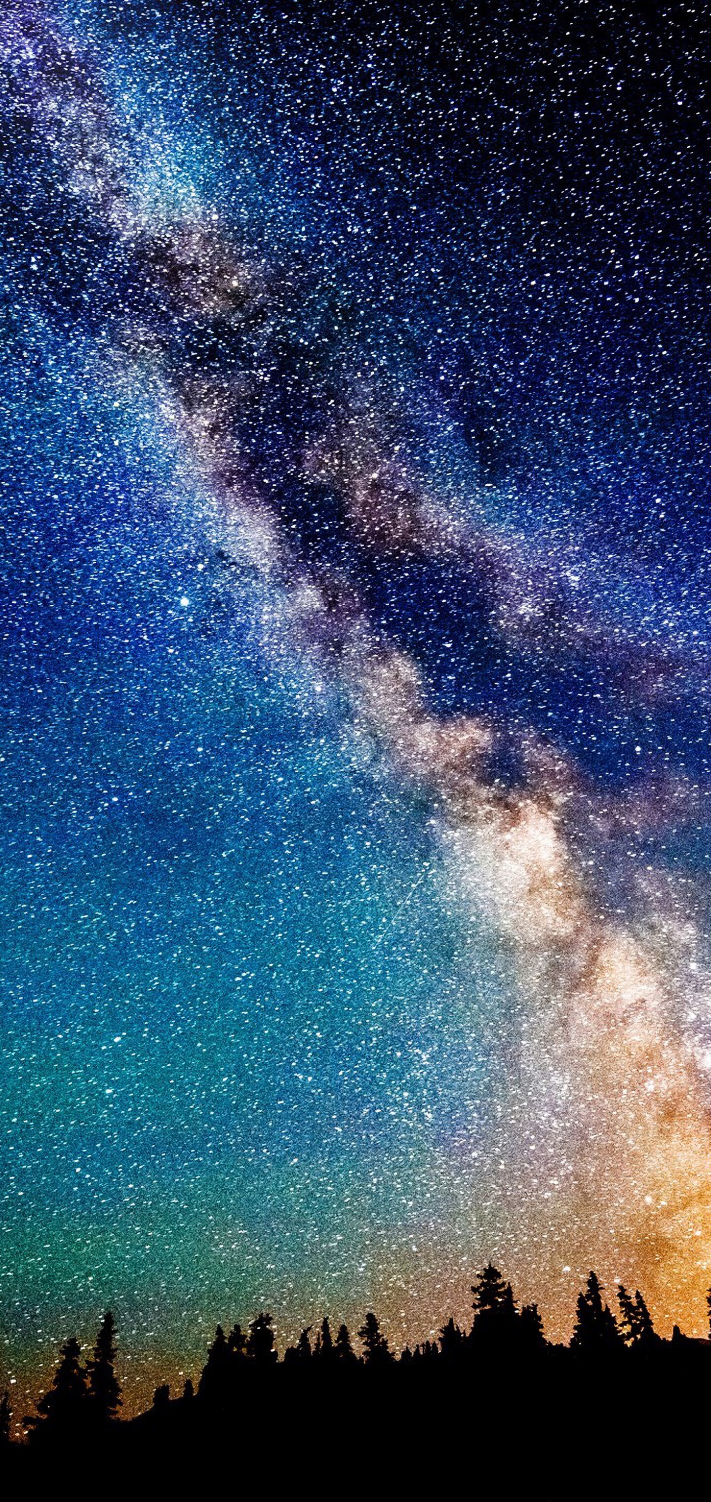 Milky way night sky, Starry scenery, 4K wallpaper, Epic celestial view, 1440x3040 HD Phone