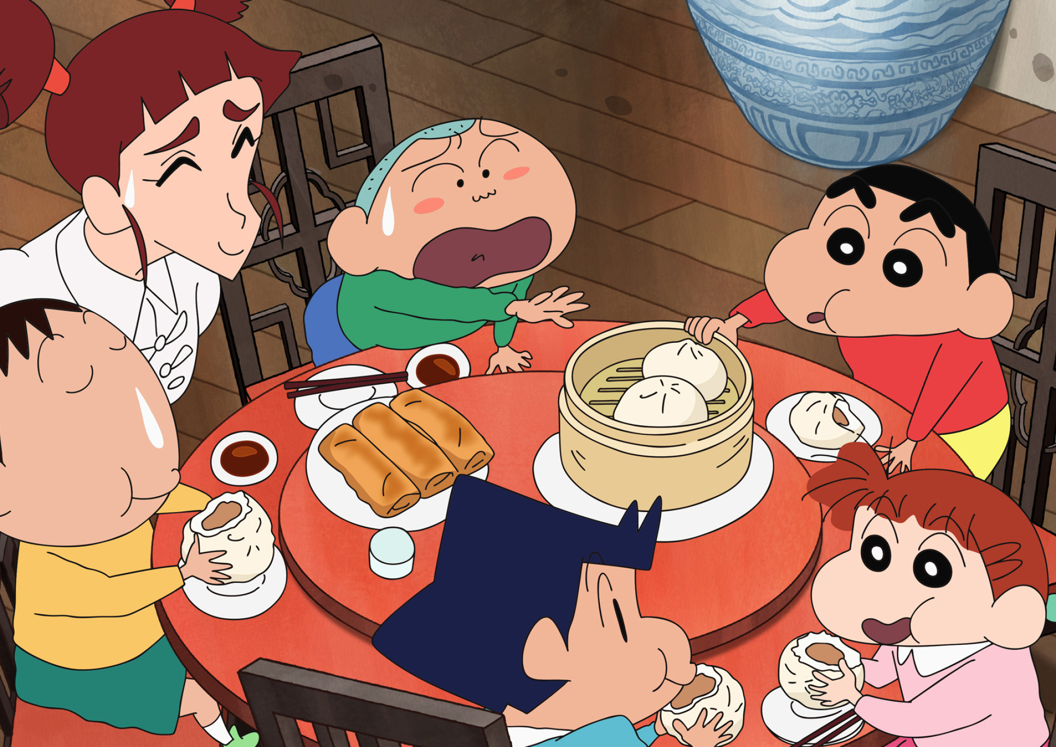 Shinnosuke Nohara, Ran Tama, Kasukabe Defense Force, steamed baozi dim sum, HD Desktop wallpaper