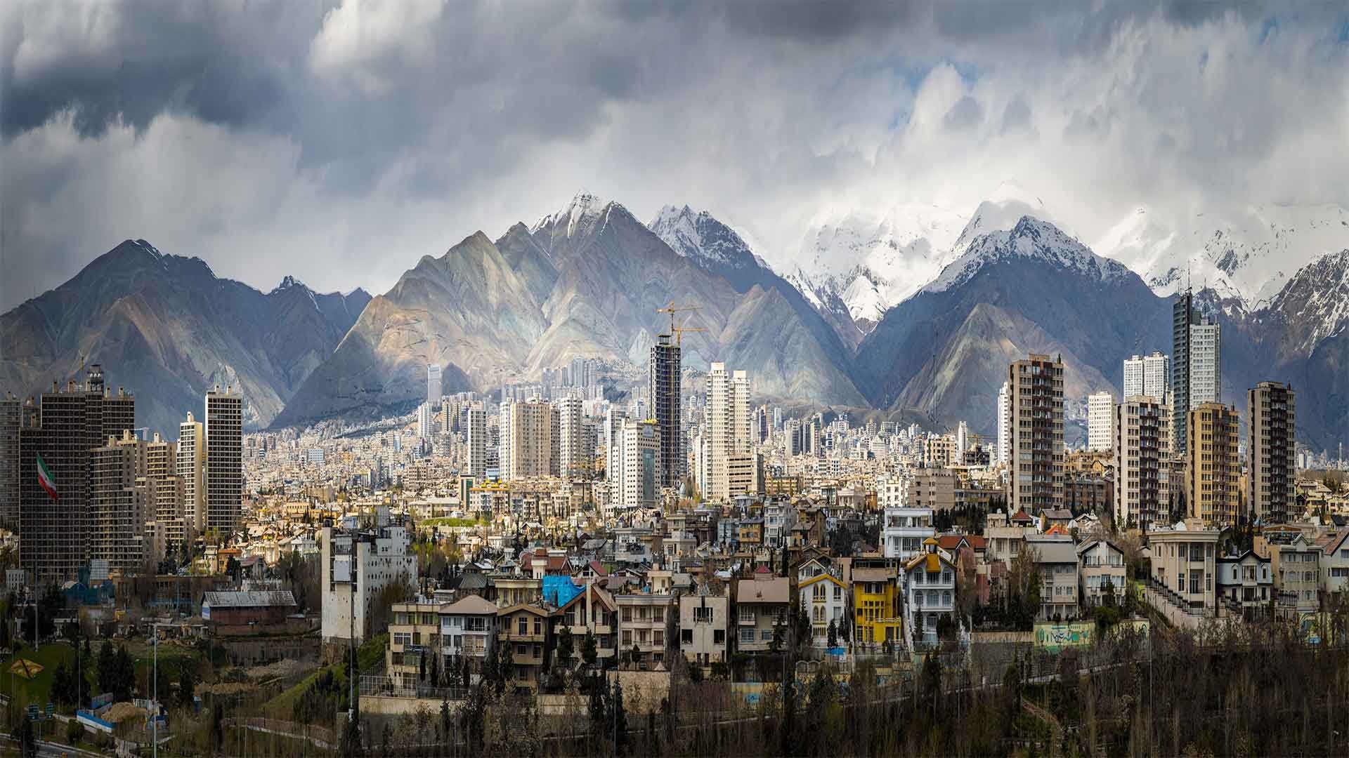 Alborz Mountains, Tehran cityscape, snow-capped mountain peaks, Full HD Desktop wallpaper