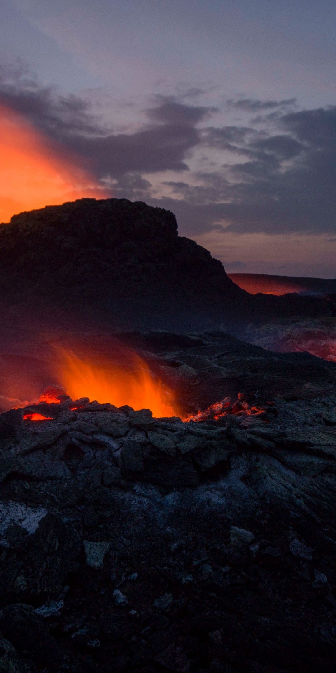 Lava's fiery dance, Dark and dramatic wallpaper, Nature photography, Thrilling landscape, 1080x2160 HD Phone