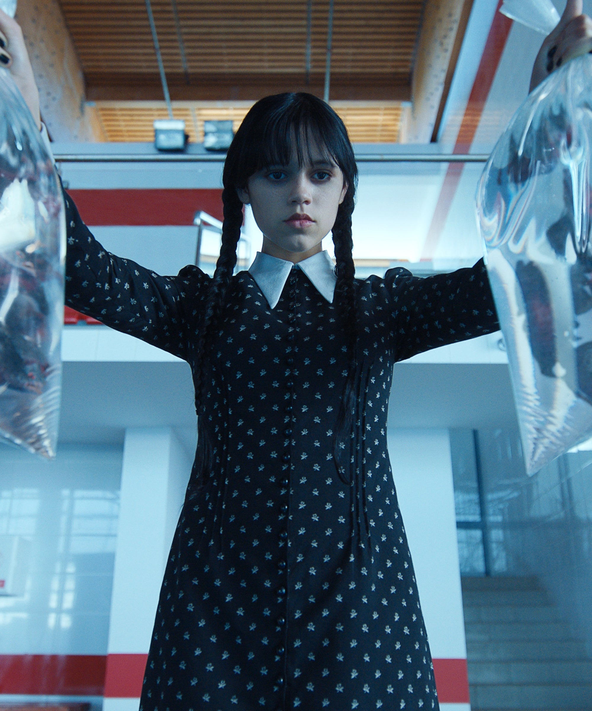 Wednesday Addams, bags of piranhas, indoor swimming pool, HD Phone wallpaper