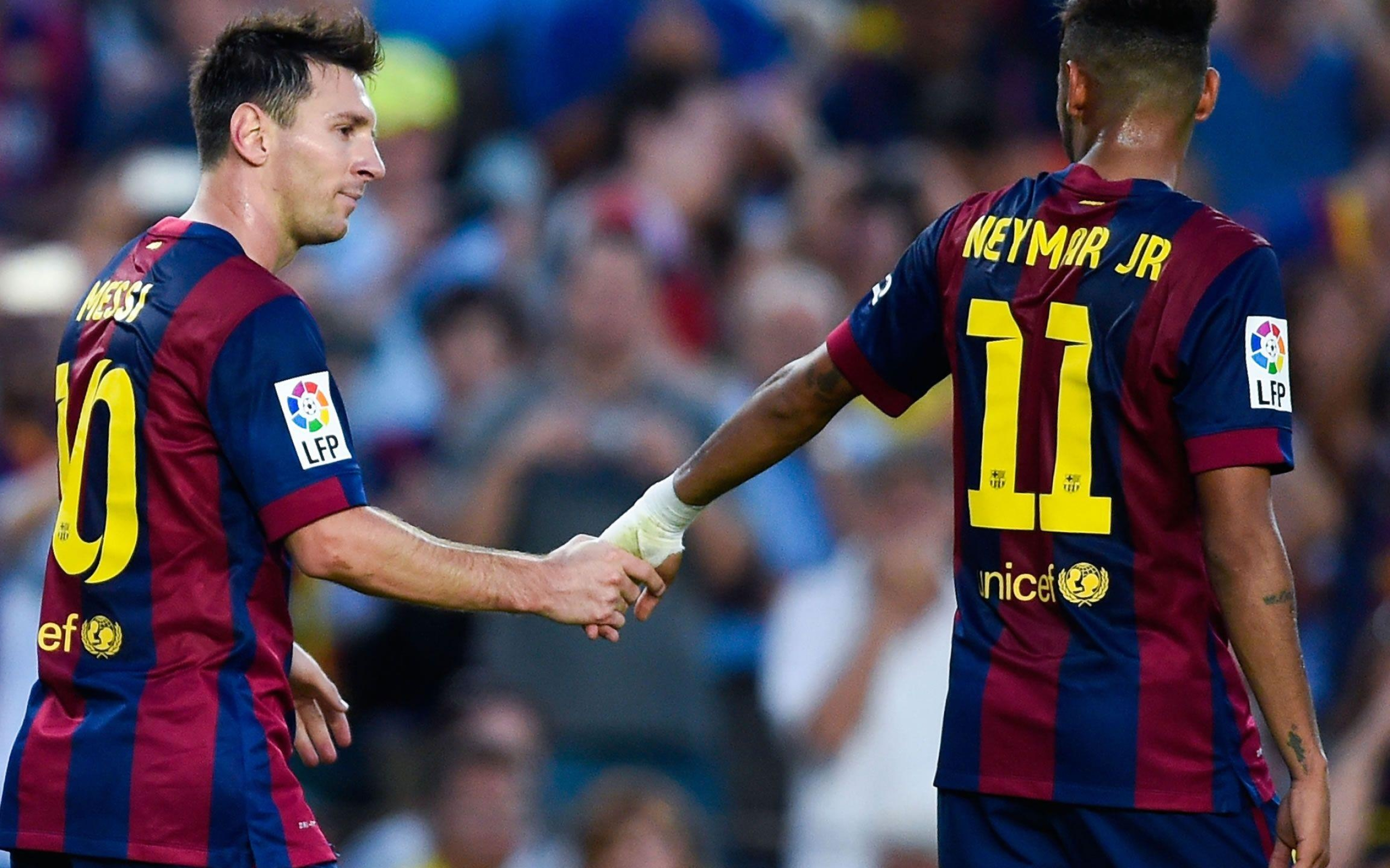 Lionel Messi, Neymar Jr, FC Barcelona jersey, HD Desktop wallpaper