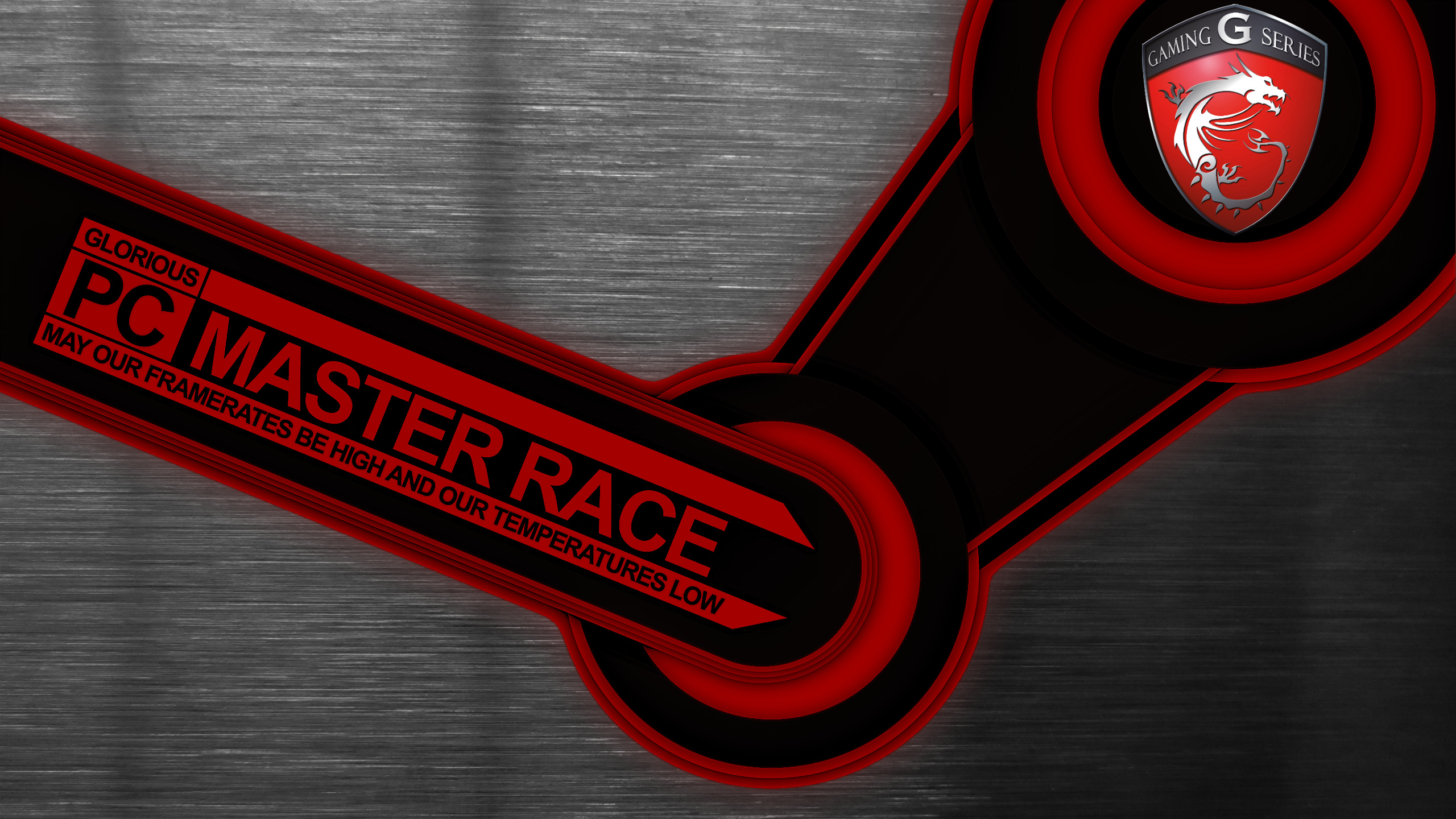 MSI Gaming Series logo, Steam logo silhouette, GLORIOUS PC MASTER RACE, HD Desktop wallpaper