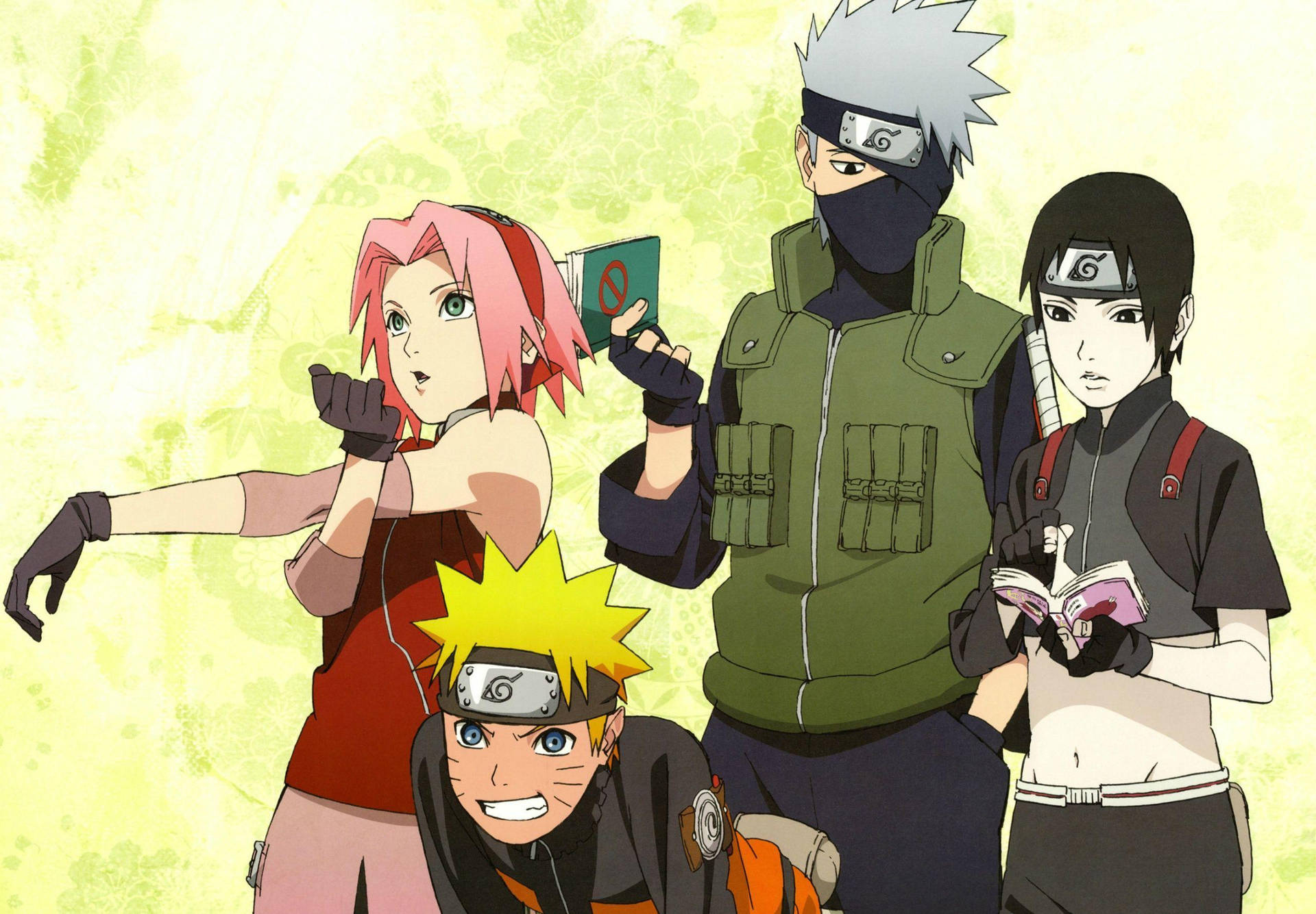Naruto Uzumaki, Kakashi Hatake, Sakura Haruno, Sai, HD Desktop wallpaper