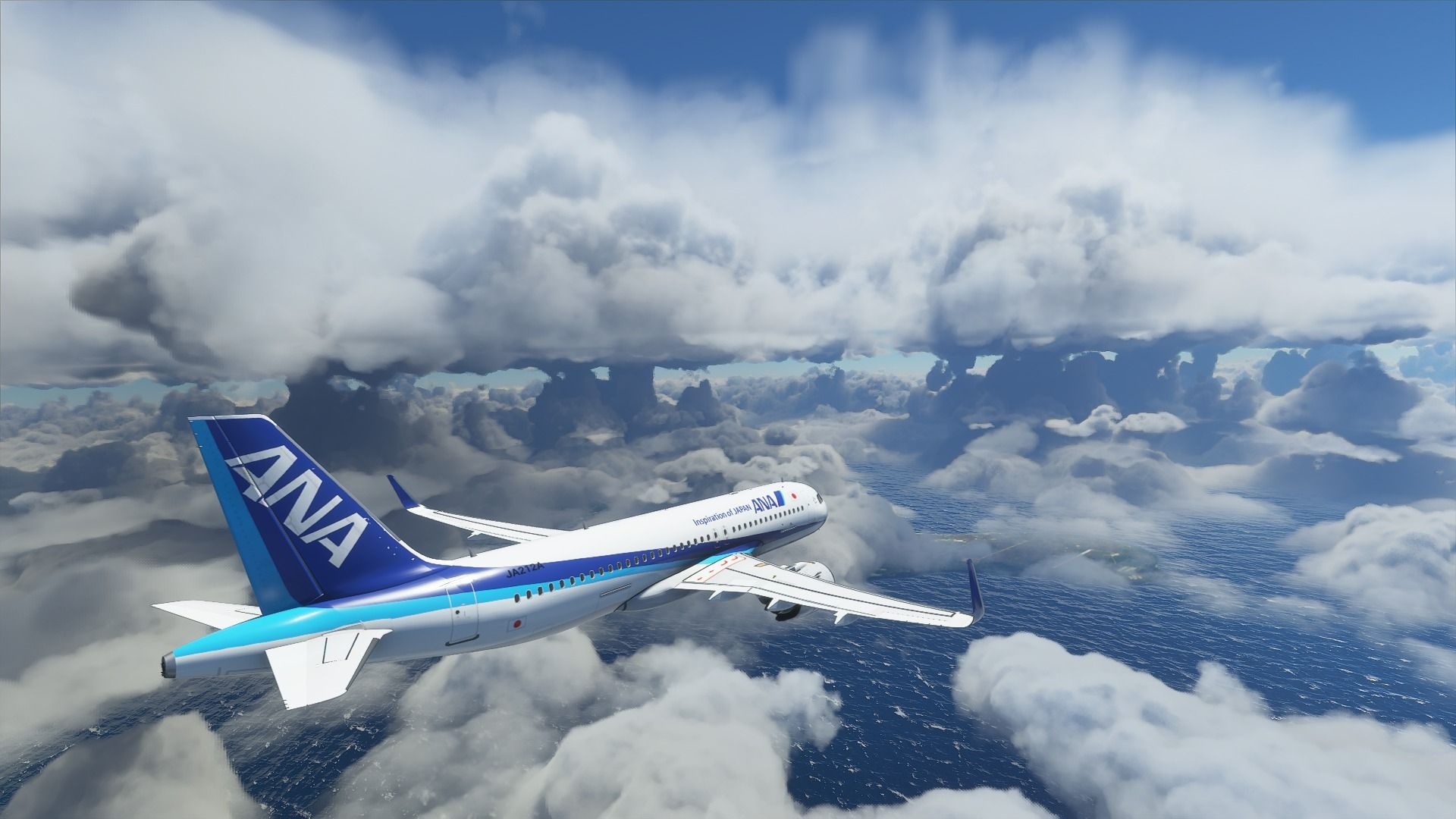 All Nippon Airways, Tokyo Haneda to Naha flight, User screenshot, Typhoon Maysak, 1920x1080 Full HD Desktop