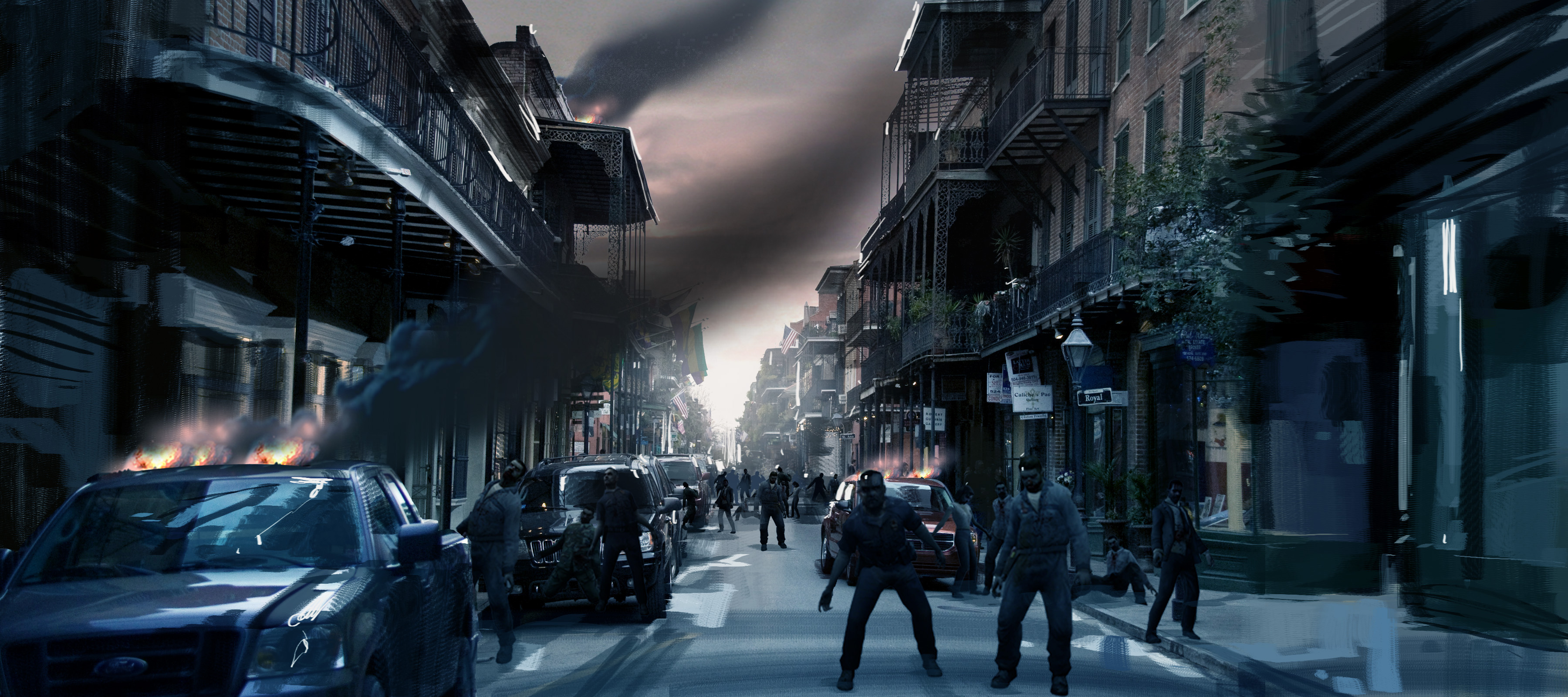 Left 4 Dead 2, Post-apocalyptic setting, Challenging missions, Cooperative gameplay, 3600x1600 Dual Screen Desktop