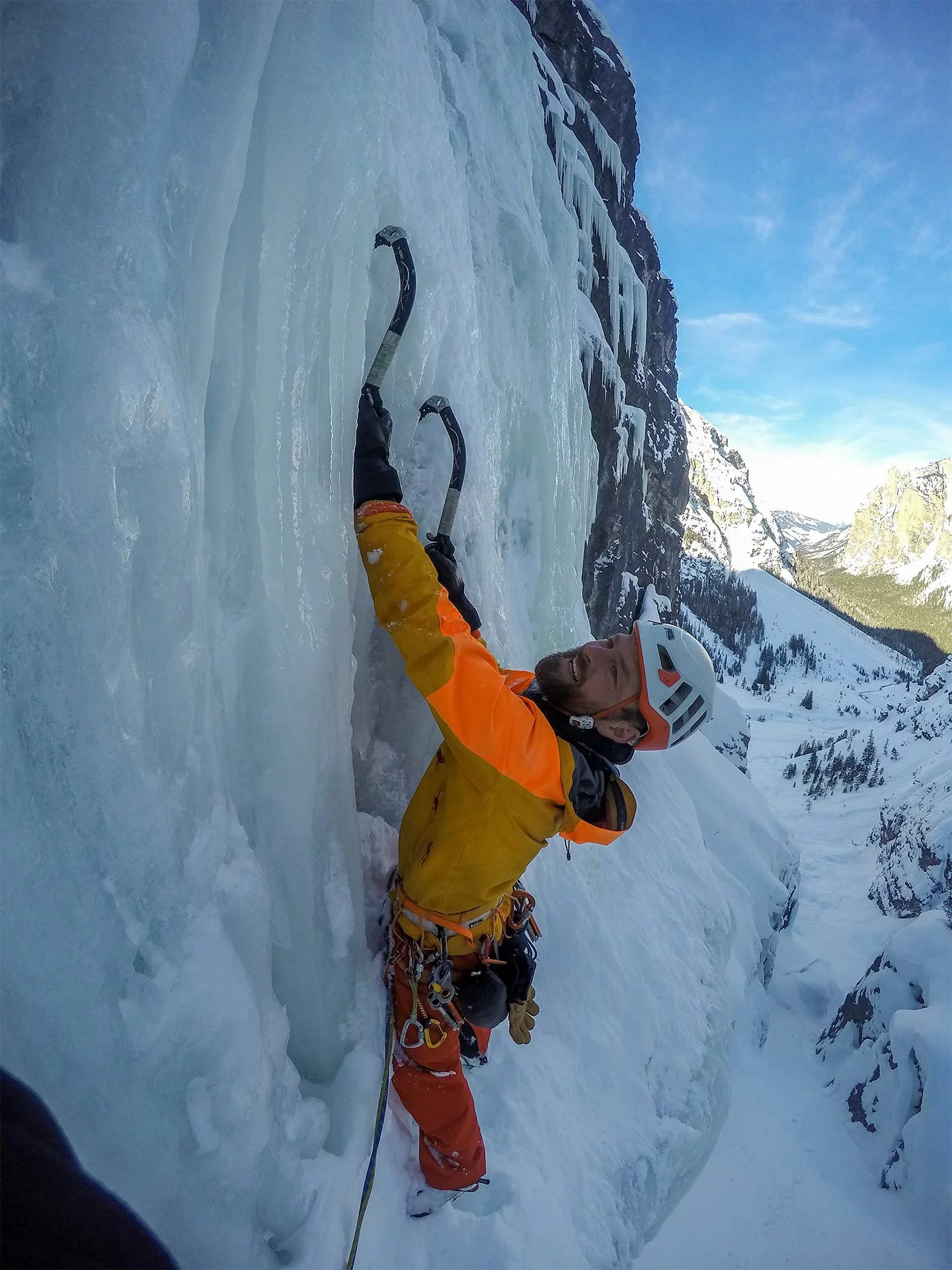 Ice climbing and waterfall climbing, Expert mountain guide, Vertical challenges, Thrilling adventures, 1440x1920 HD Phone