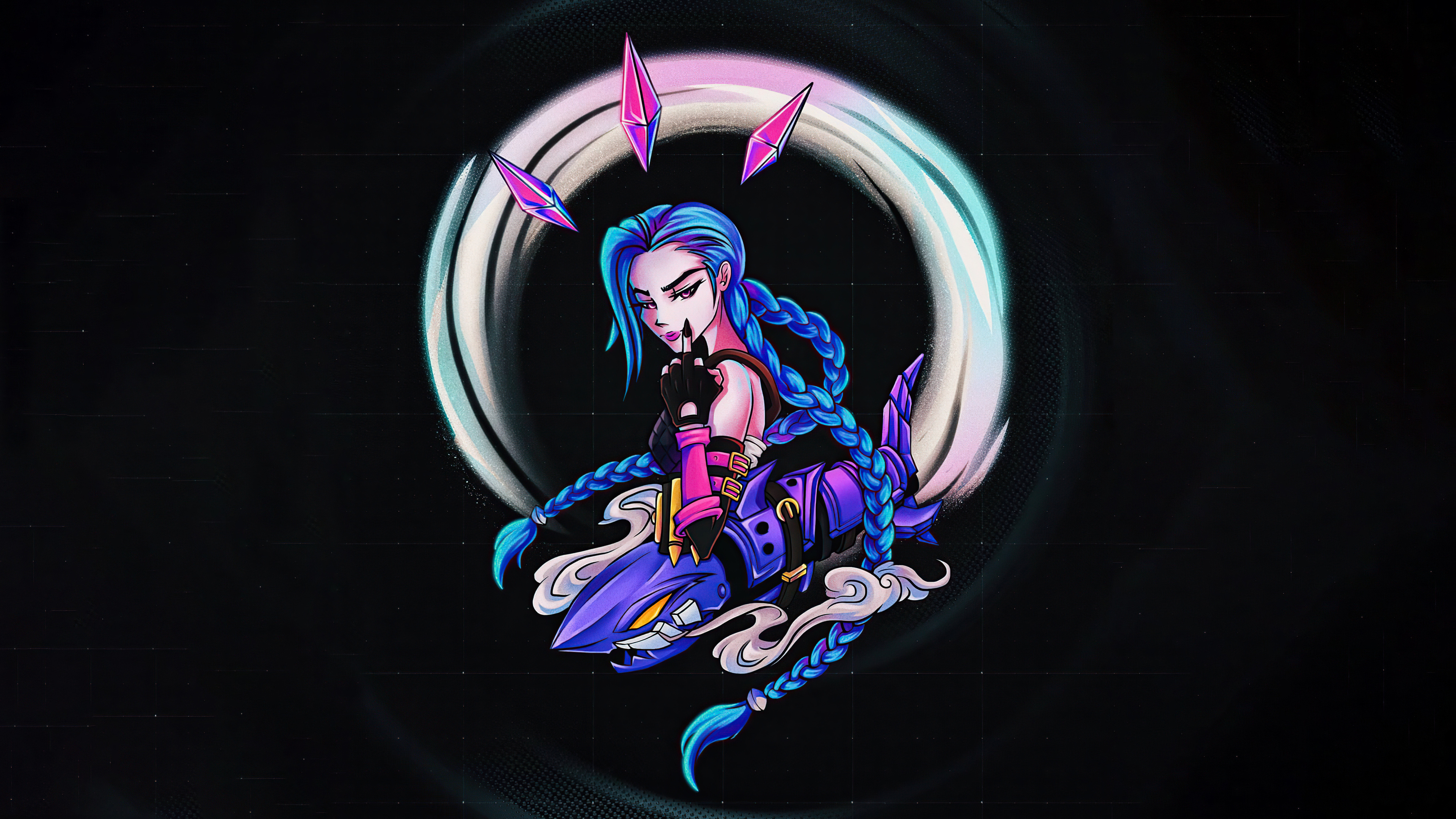 Jinx League of Legends, Dark minimal, 5k resolution, High-definition, 3840x2160 4K Desktop