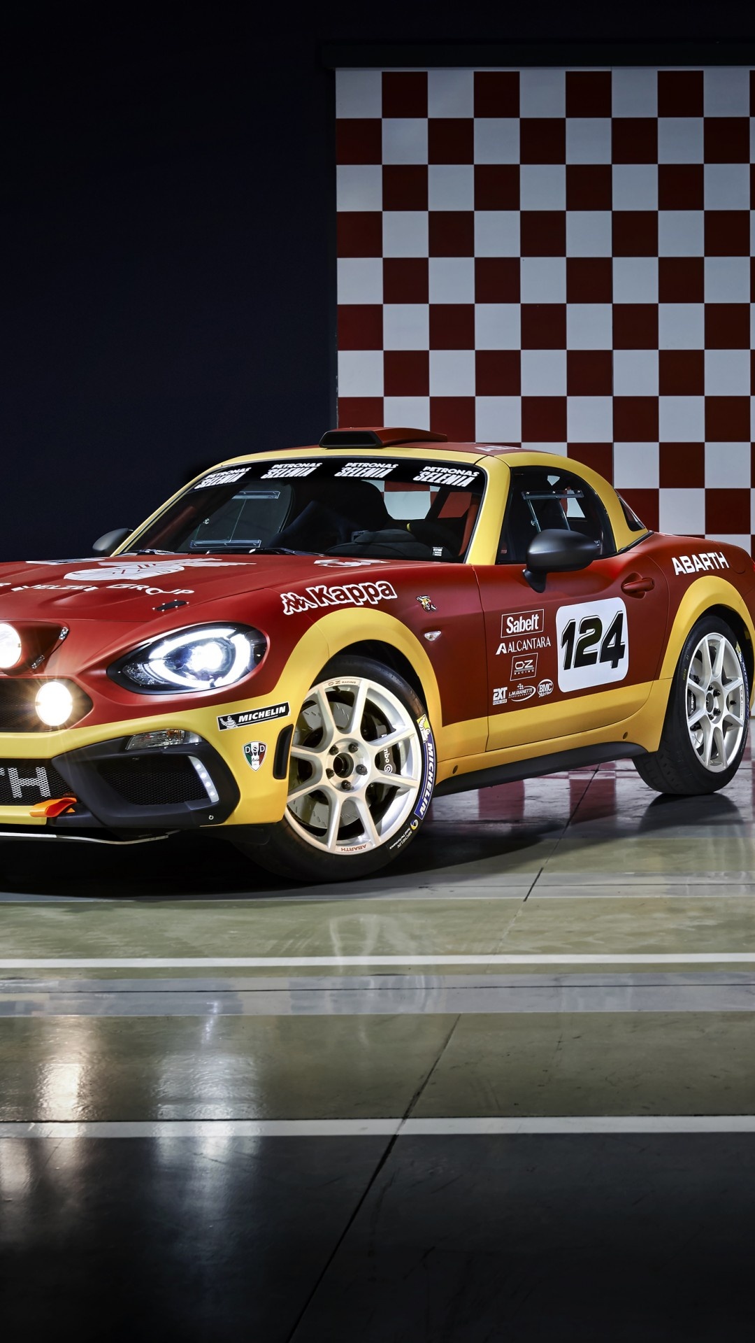 Fiat 124 Spider, Abarth 124 Spider, Roadster wallpaper, Italian car, 1080x1920 Full HD Phone