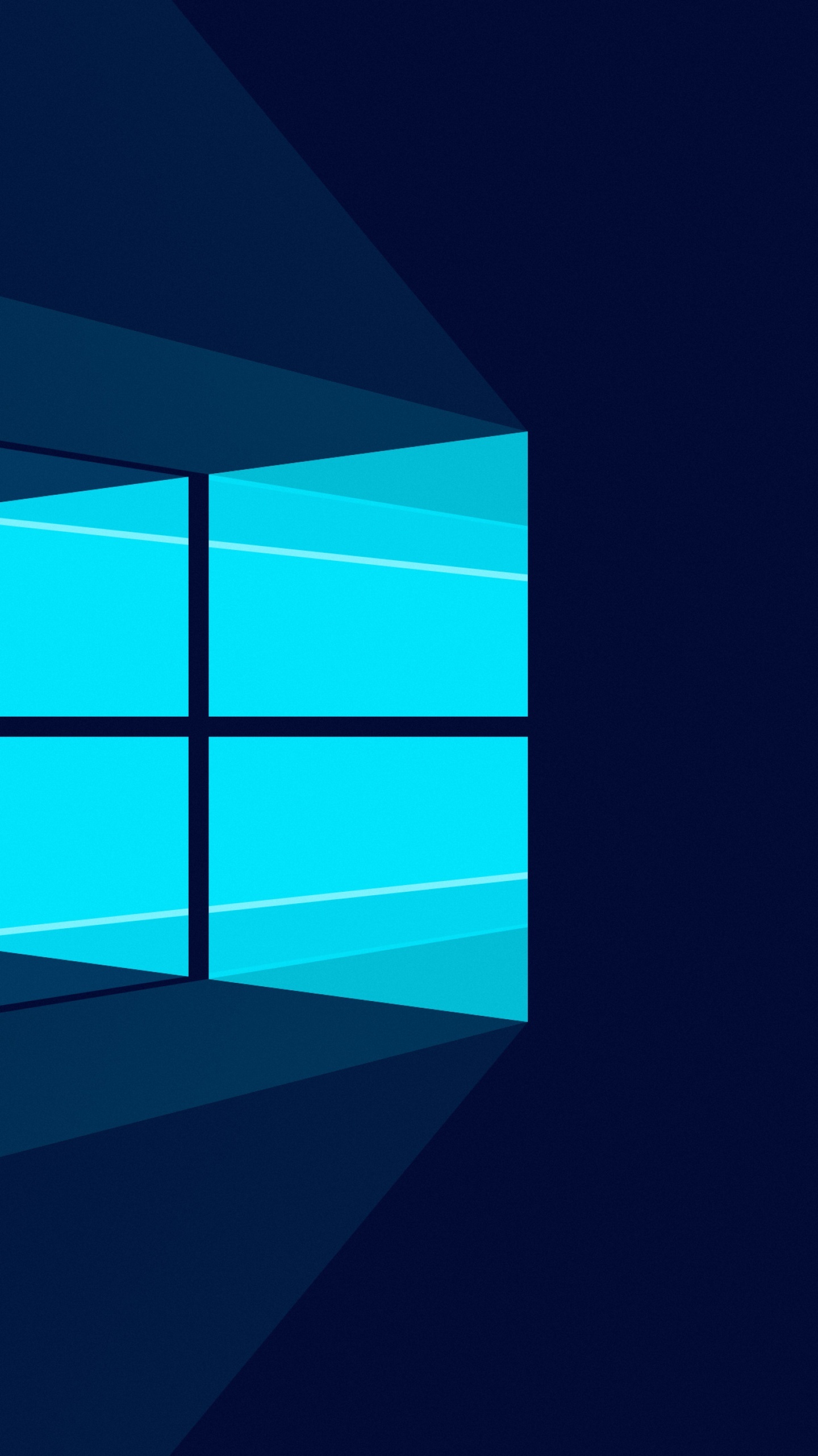 Windows 10 logo, cyan light rays, geometric blue shadows, HD Phone wallpaper