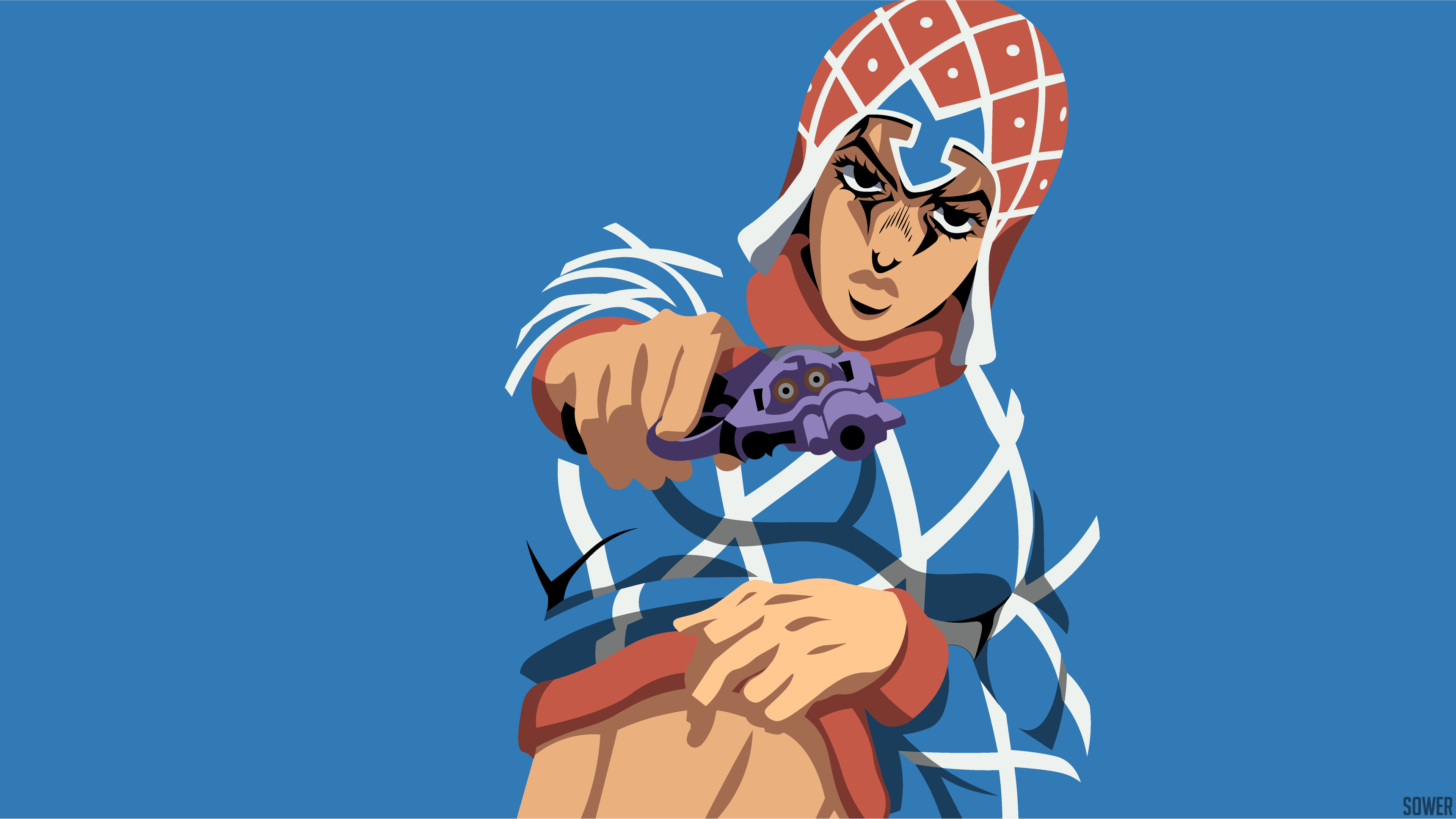Guido Mista, purple revolver, minimalist vector art, 4K Desktop wallpaper