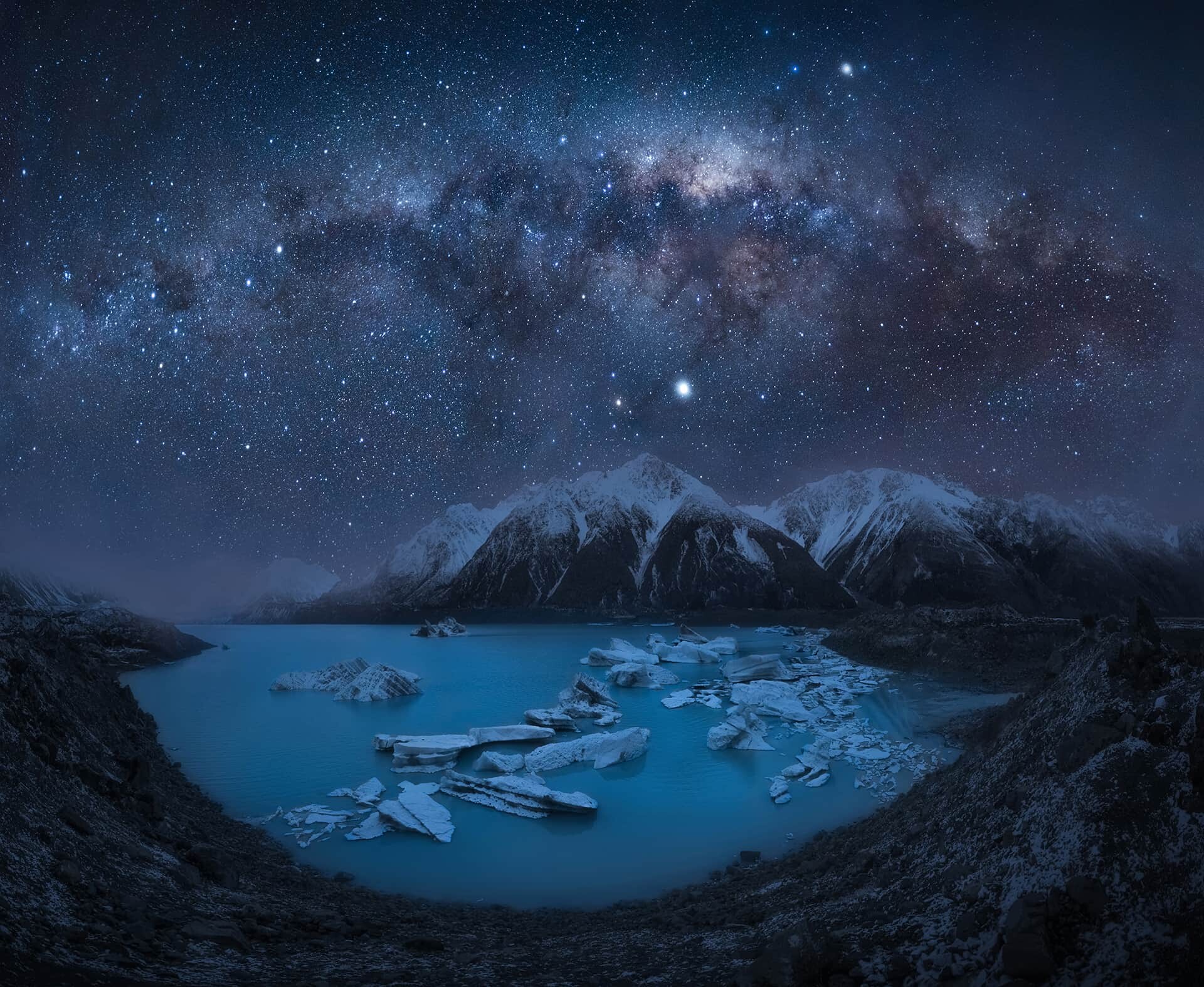 Tasman Lake, Milky Way Wallpaper, 1920x1580 HD Desktop