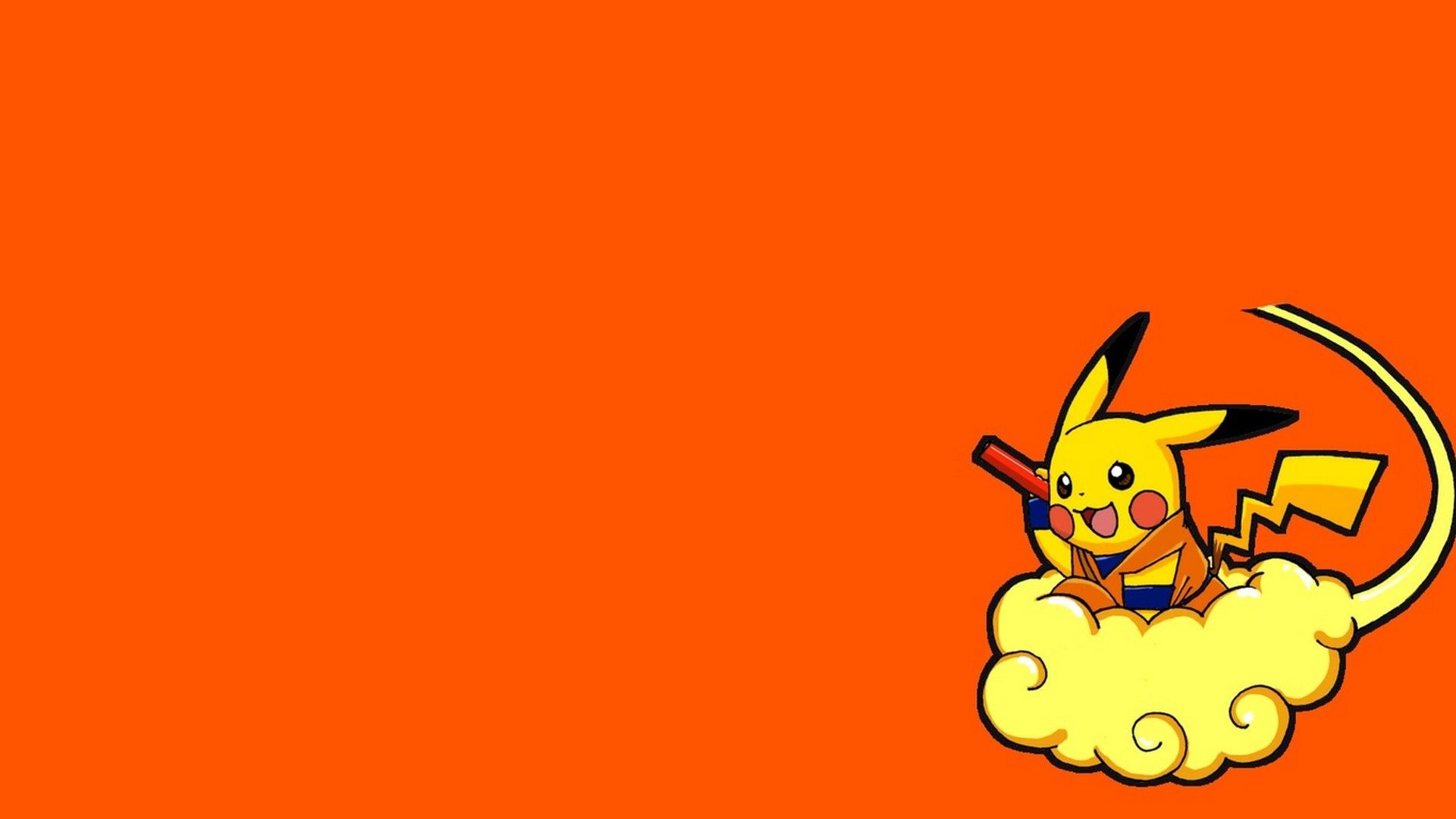 Goku cosplay Pikachu, Flying Nimbus, Dragon Ball Power Pole, Full HD Desktop wallpaper