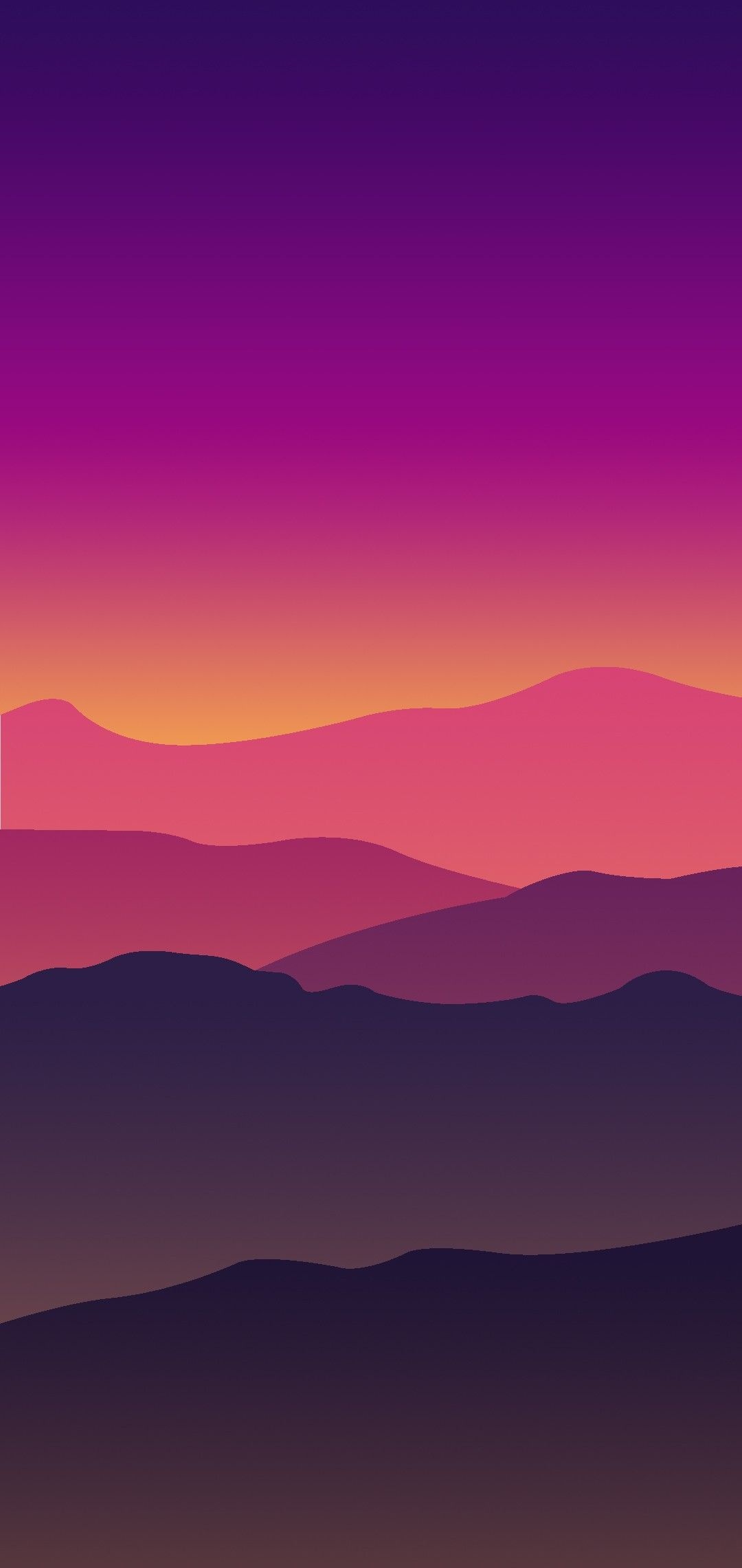 layered mountain silhouettes, purple twilight gradient sky, minimalist vector landscape, HD Phone wallpaper