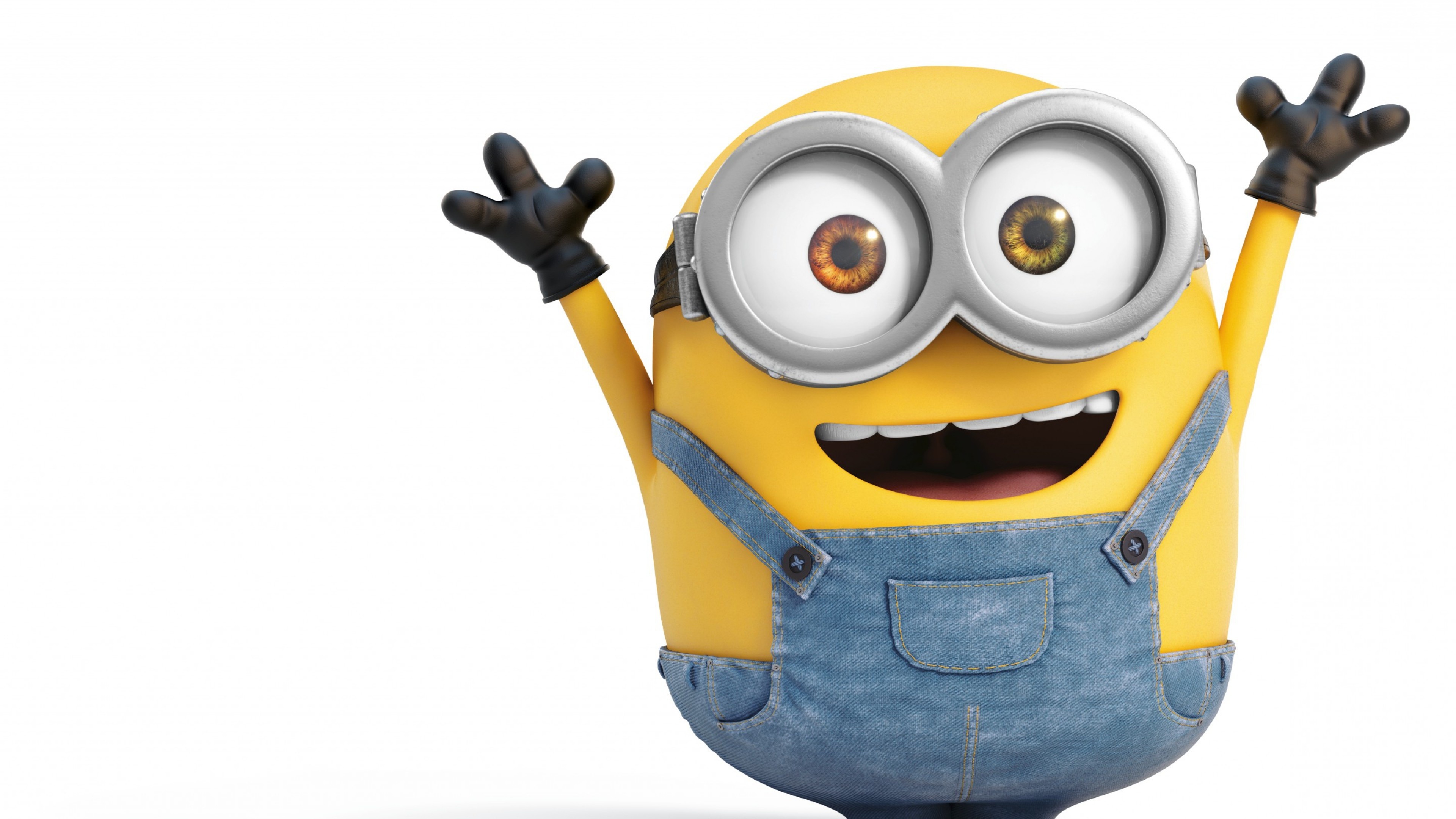 Minion Bob, silver goggles, denim overalls, 4K Desktop wallpaper