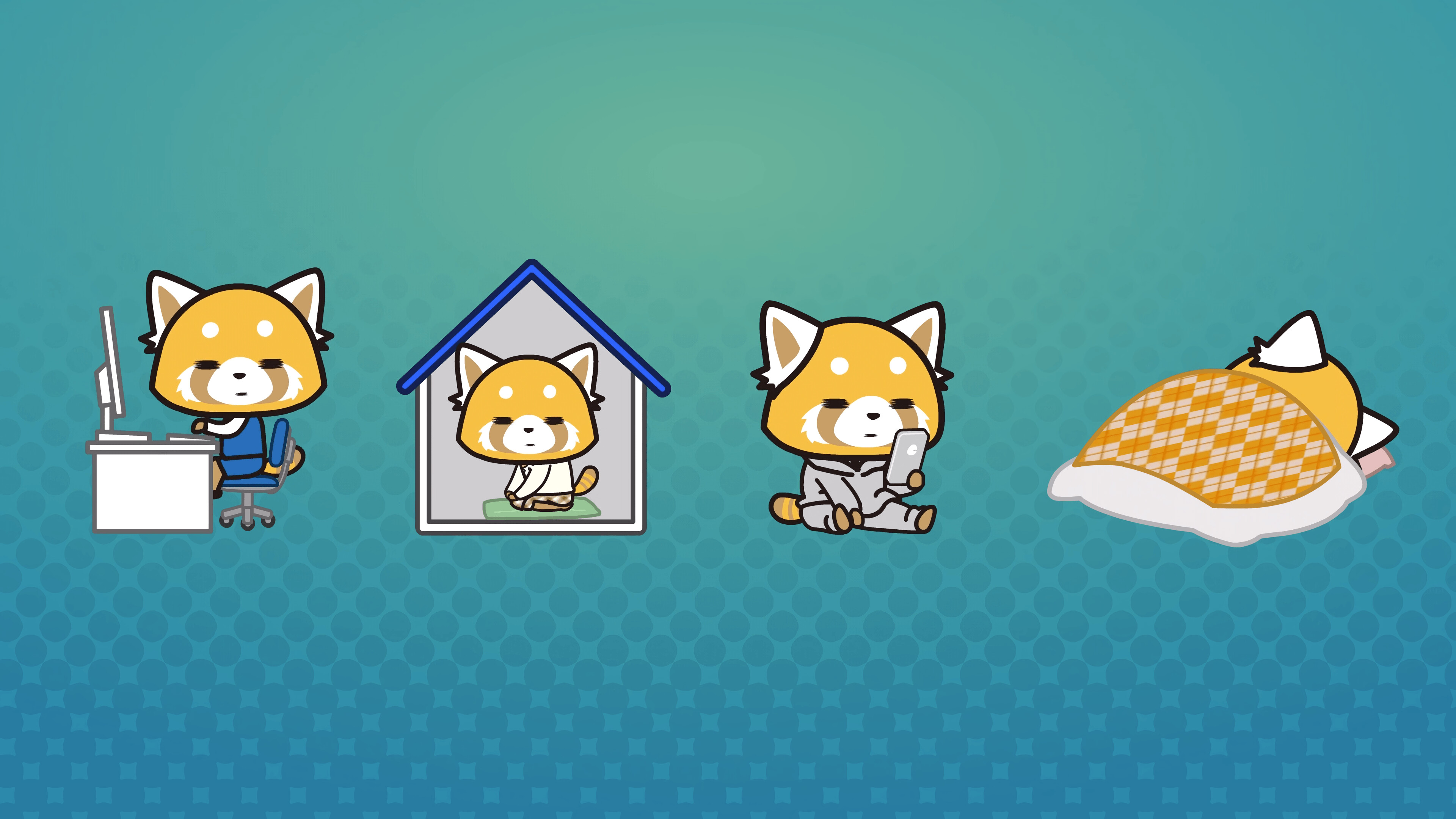 Aggretsuko, Computer wallpapers, Office life, Cute animal characters, 3840x2160 4K Desktop