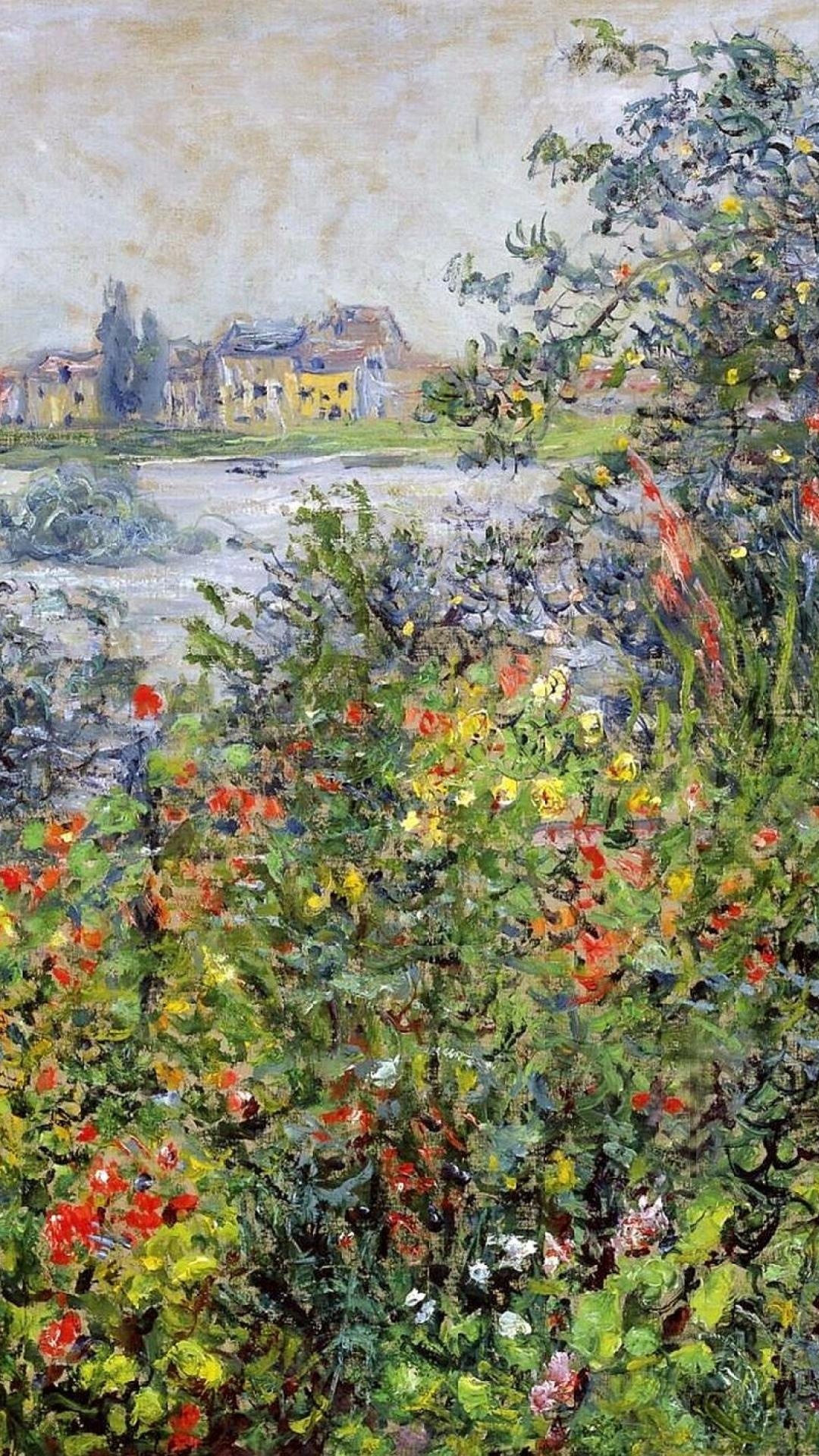 Claude Monet, Impressionist flower garden, Seine River landscape, Full HD Phone wallpaper