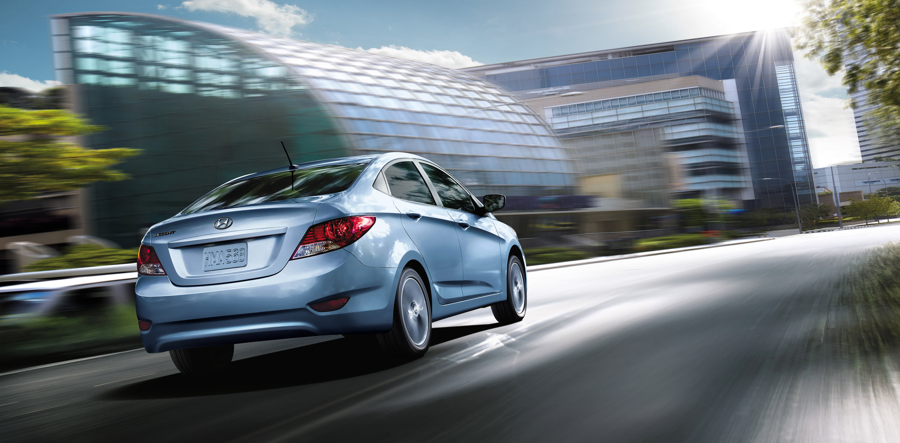 Hyundai Accent 2014, HD picture, Sleek profile, Reliable performance, 3000x1480 Dual Screen Desktop