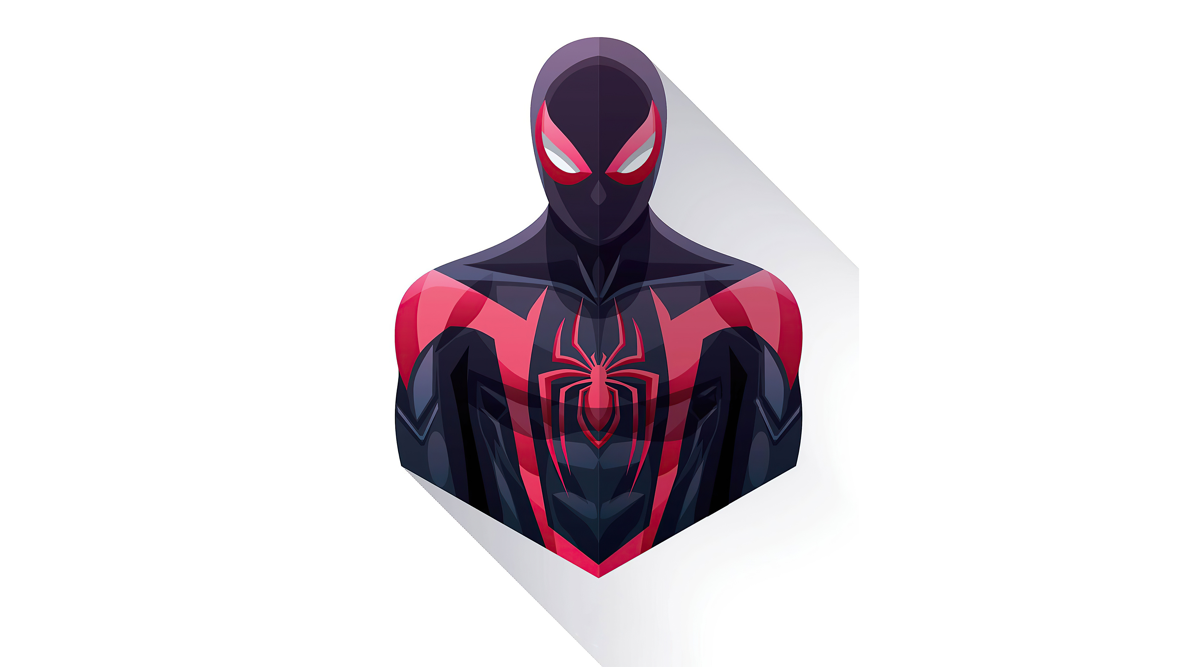Miles Morales, black and red suit, minimalist vector bust, 4K Desktop wallpaper