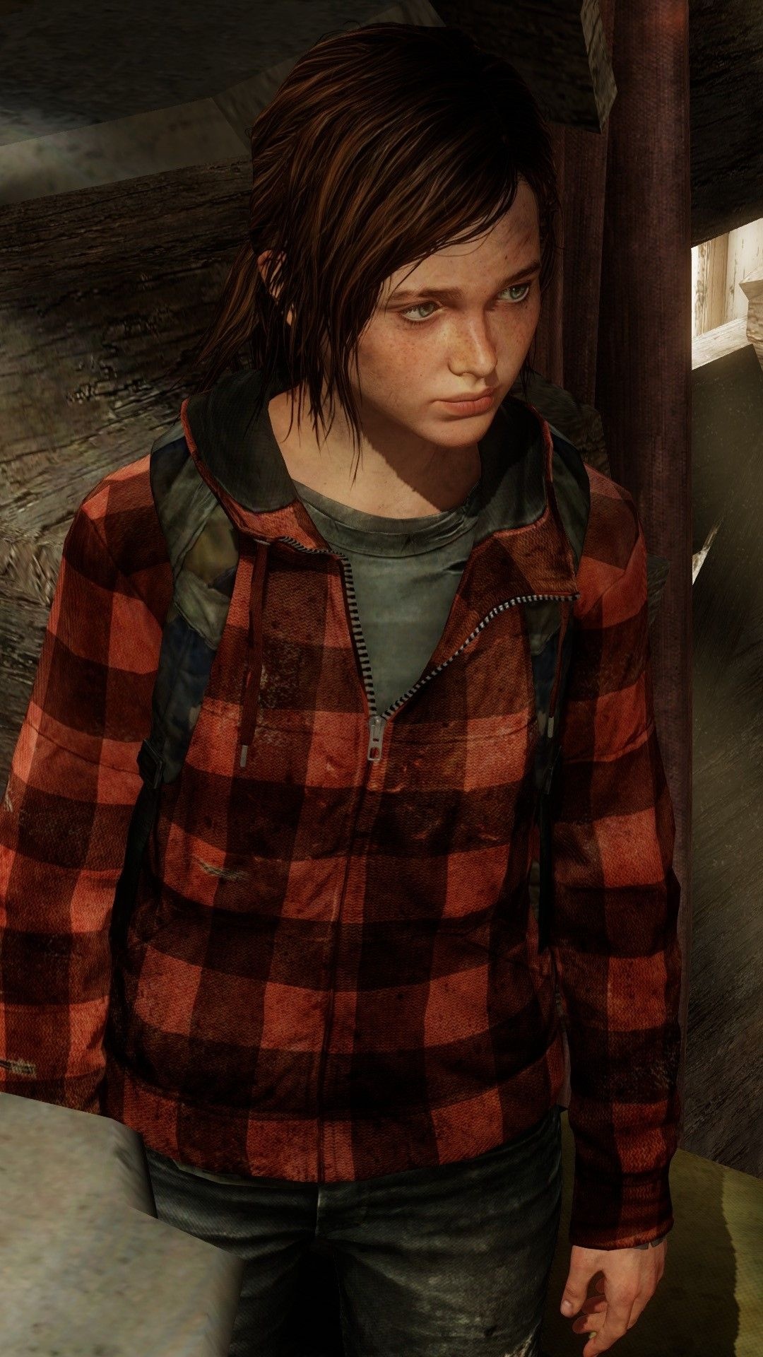 Ellie Williams, The Last of Us, red plaid hoodie, Full HD Phone wallpaper
