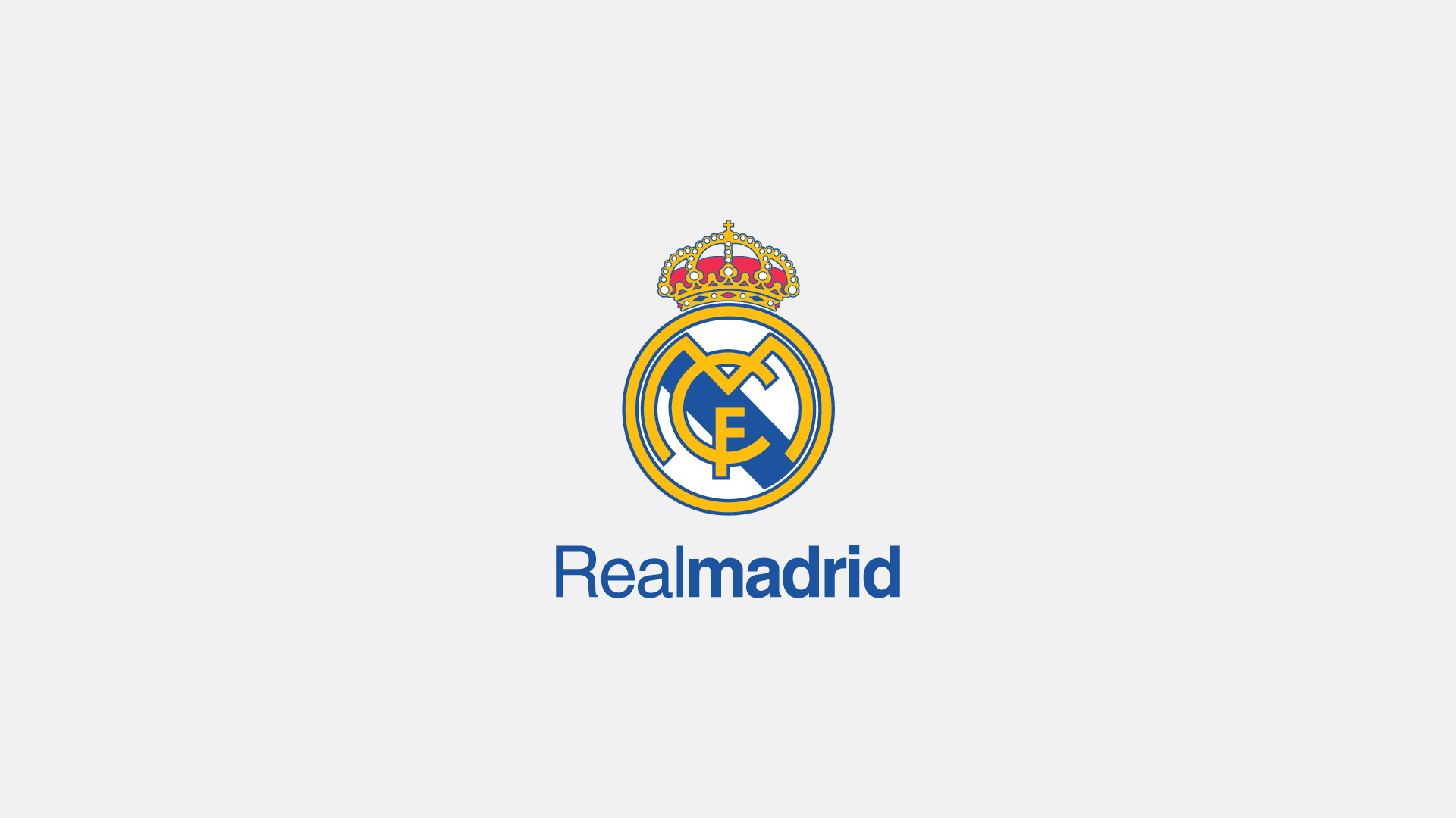 Real Madrid crest, Realmadrid wordmark, minimalist white background, Full HD Desktop wallpaper