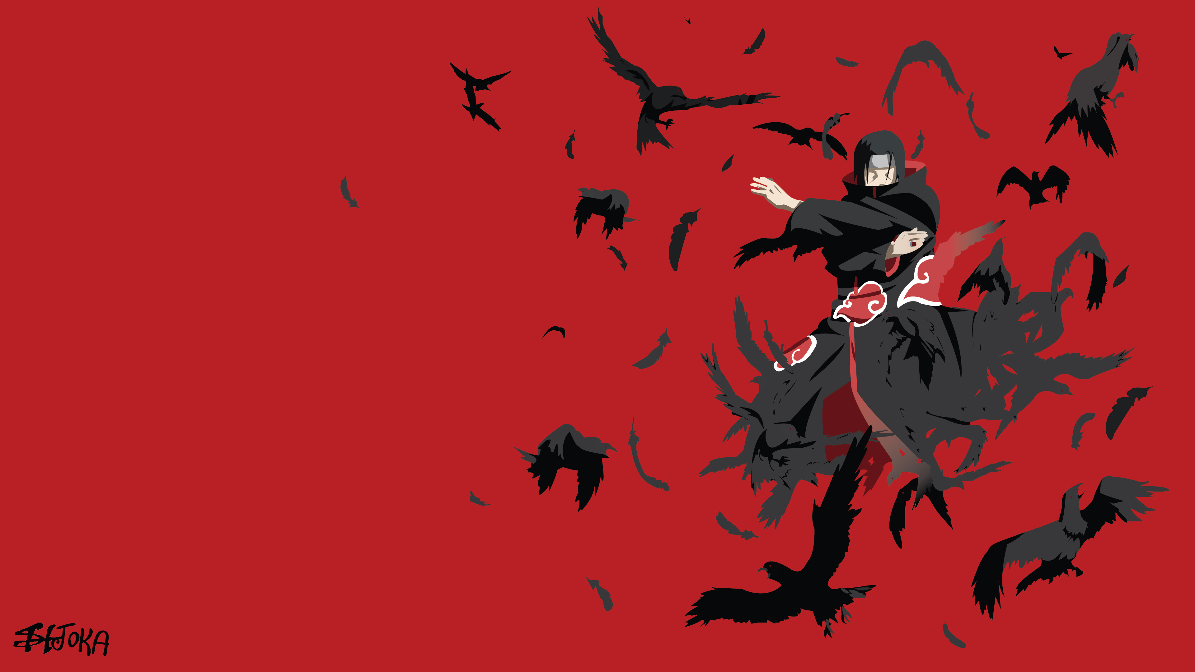 Itachi Uchiha, Akatsuki cloak, black crows, 4K Desktop wallpaper