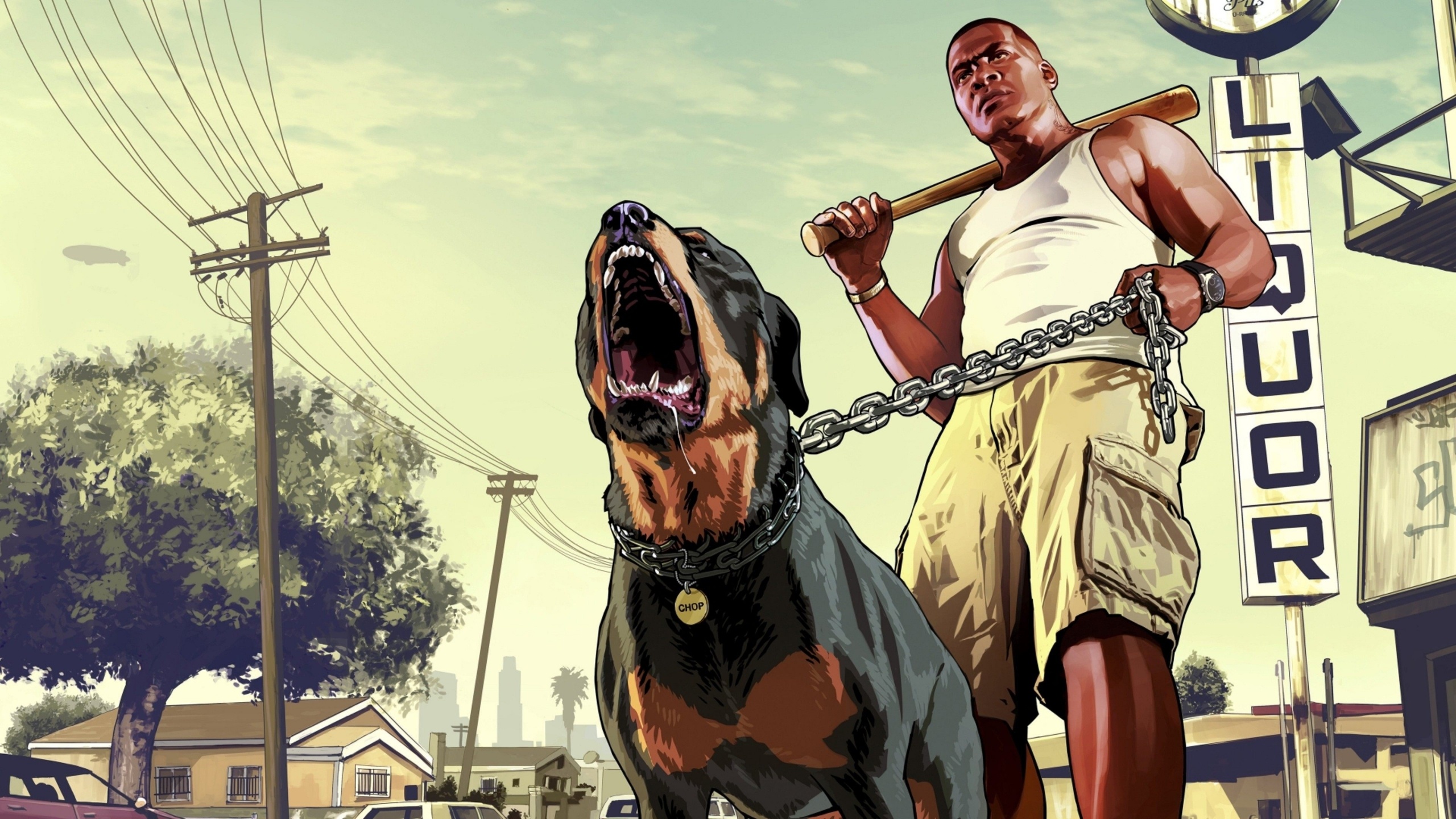 Franklin and Chop, GTA Wallpaper, 2560x1440 HD Desktop