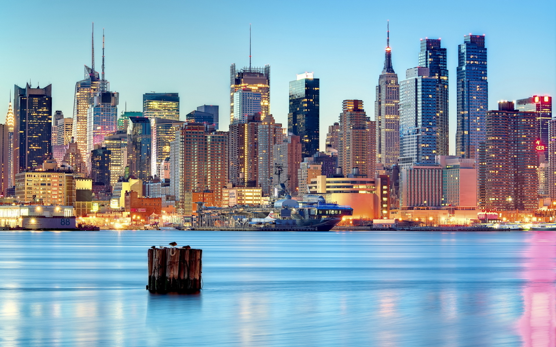 New York wallpaper, Brooklyn Bridge, Urban skyline, City lights, 1920x1200 HD Desktop