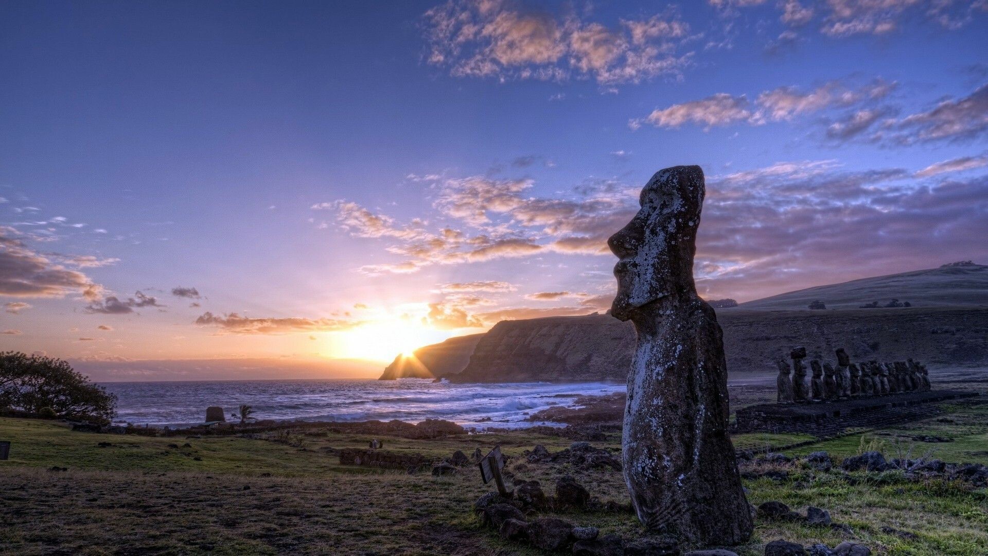 Moai, Easter Island, Ancient statues, Mystical landmarks, 1920x1080 Full HD Desktop