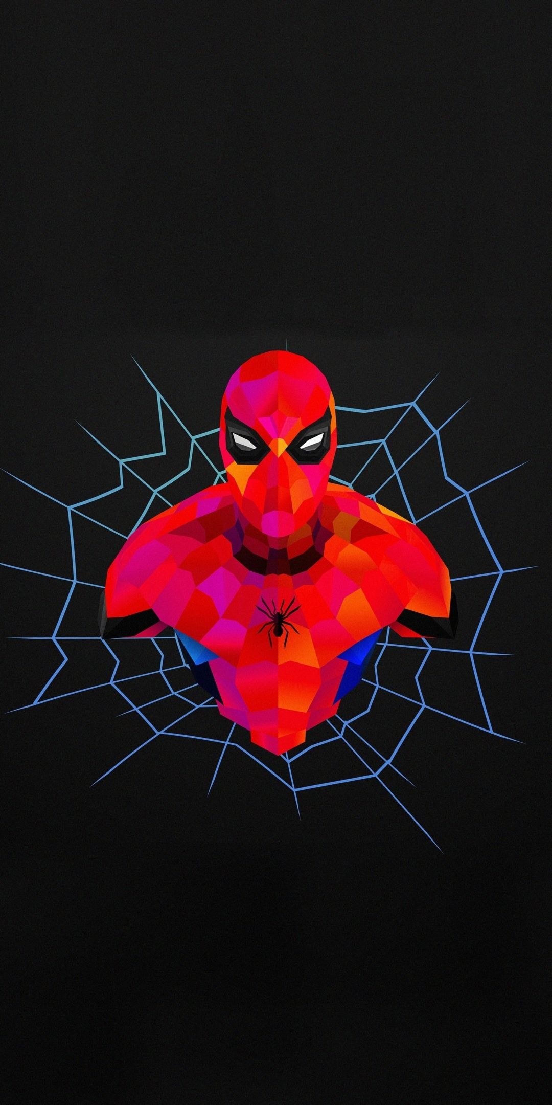 Spider-Man, geometric spiderweb, low-poly bust, HD Phone wallpaper