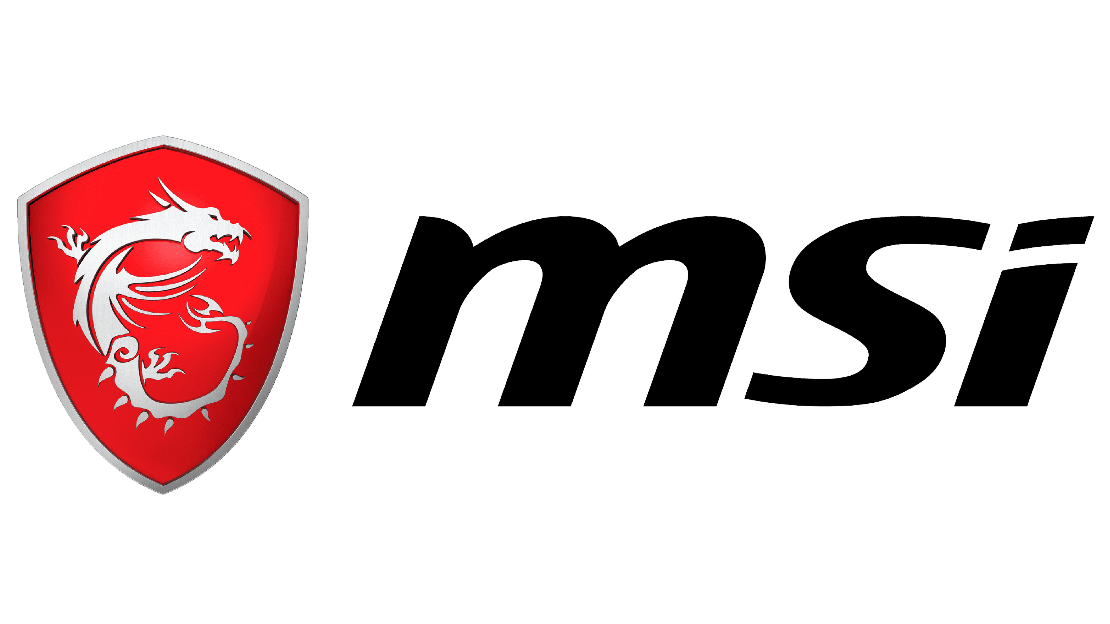 MSI Gaming dragon shield, black MSI wordmark, red shield crest, 4K Desktop wallpaper