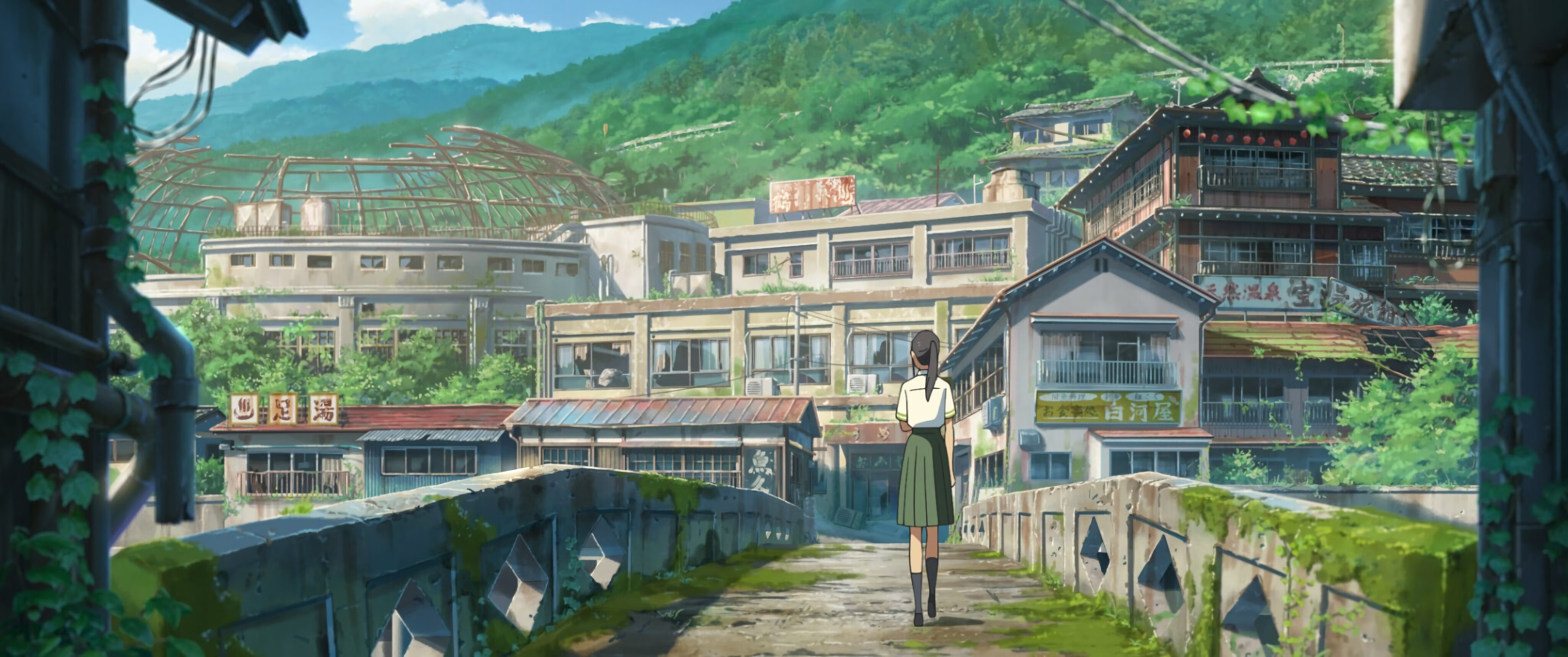 Suzume no Tojimari world, Engaging storytelling, Beautiful scenery, Memorable soundtrack, 4100x1720 Dual Screen Desktop