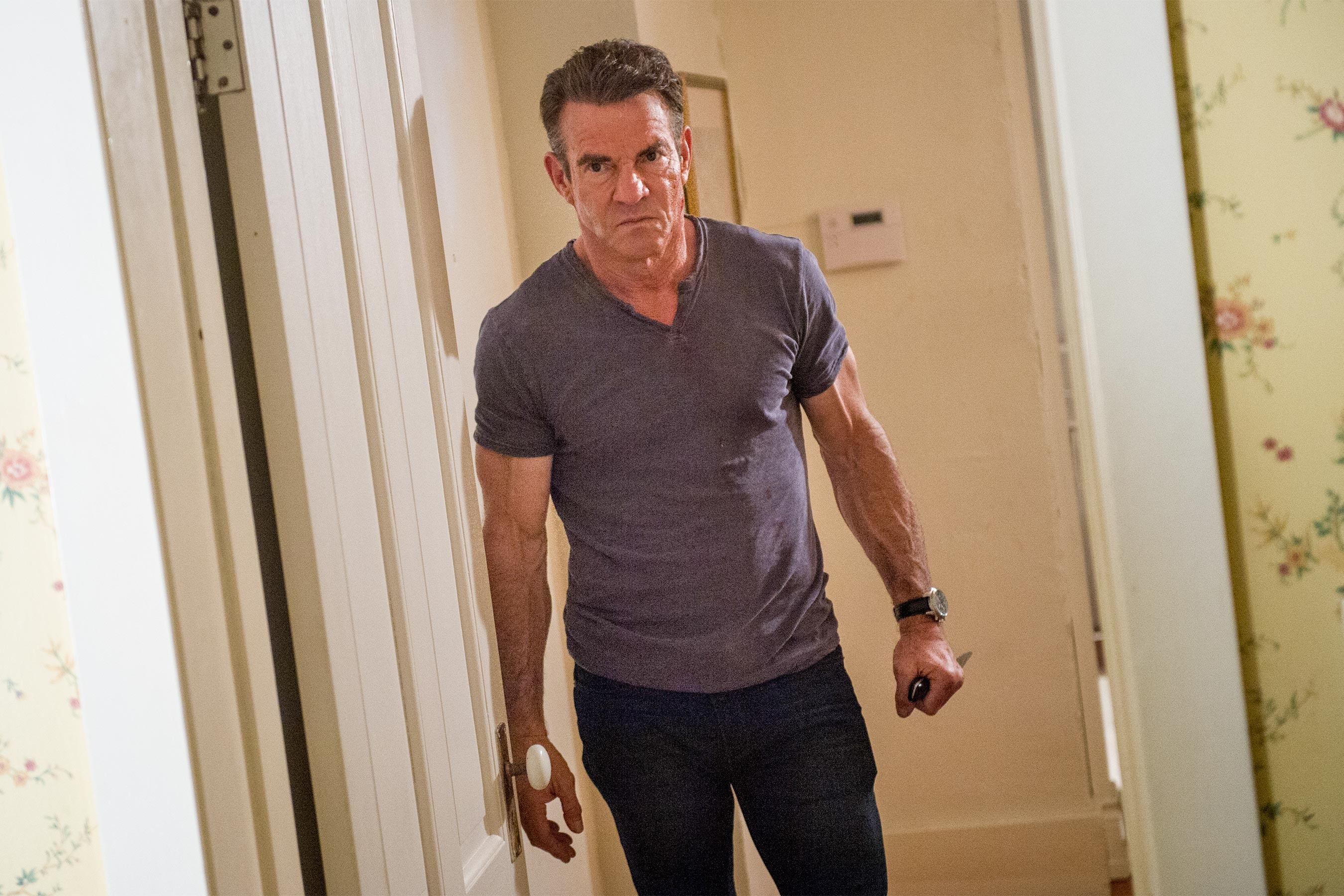 Home invasion thriller, Dennis Quaid's performance, Suspenseful plot, Movie review, 2700x1800 HD Desktop