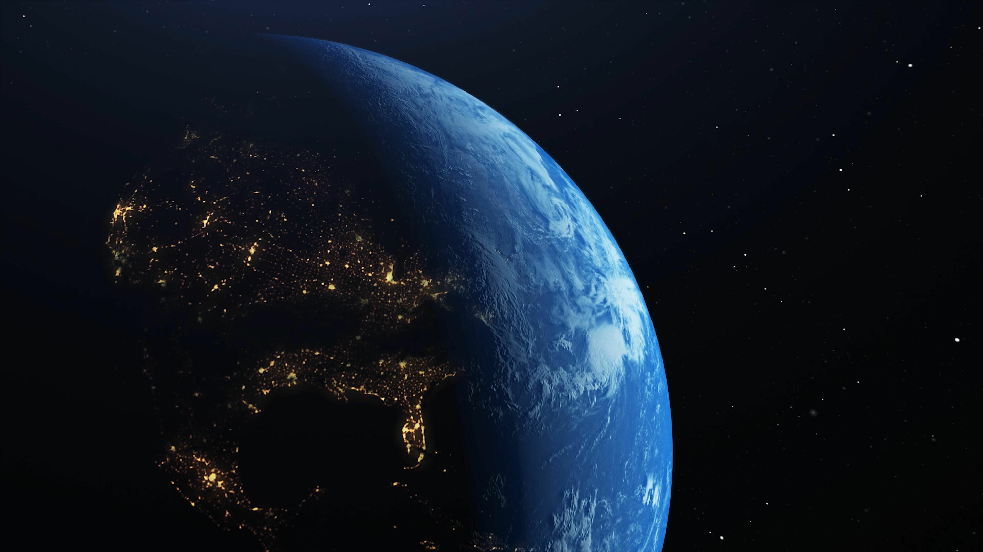 Earth from space, 3D render animation, Planetary beauty, Stock footage, 3840x2160 4K Desktop