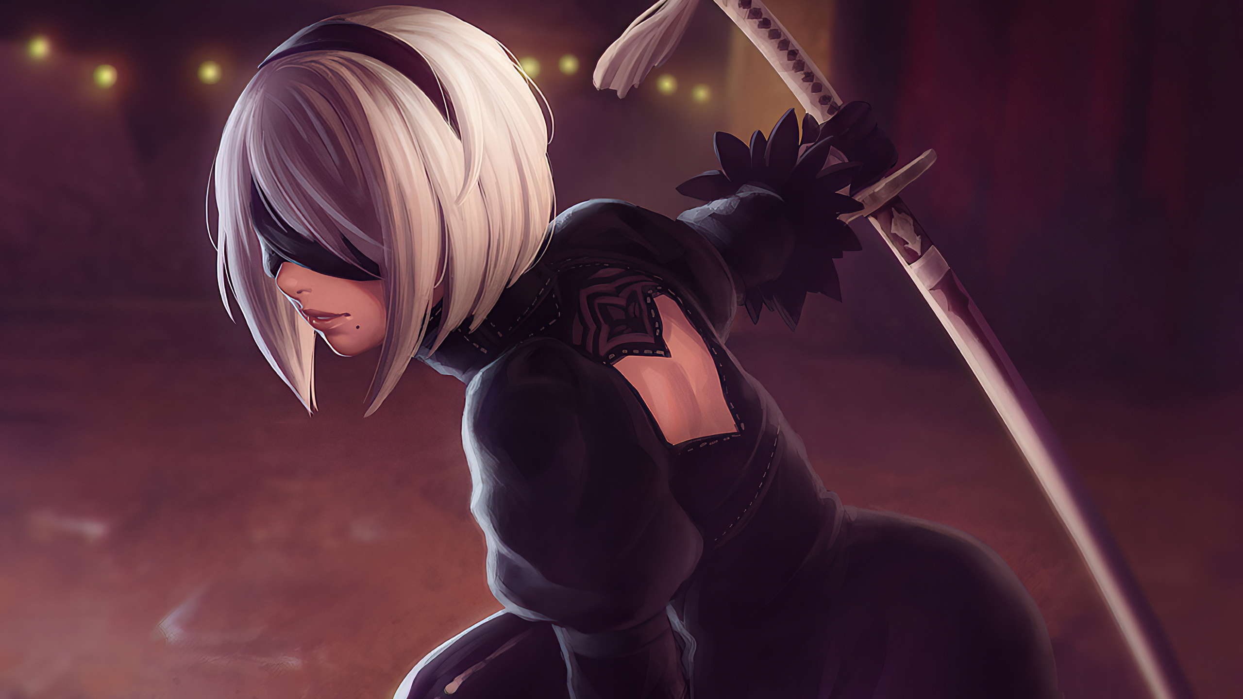 YoRHa No. 2 Type B, Virtuous Contract katana, NieR: Automata, HD Desktop wallpaper